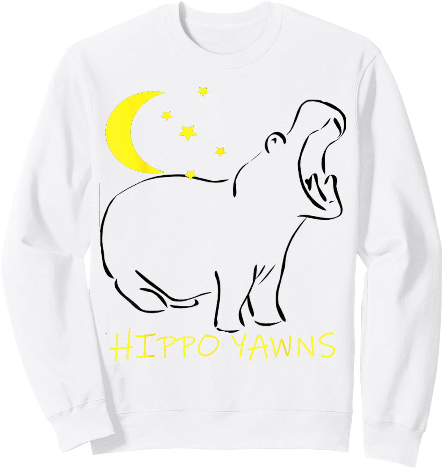Hippo Yawns Funny Sleep In Pajamas Sweatshirt - Sweatshirt | White