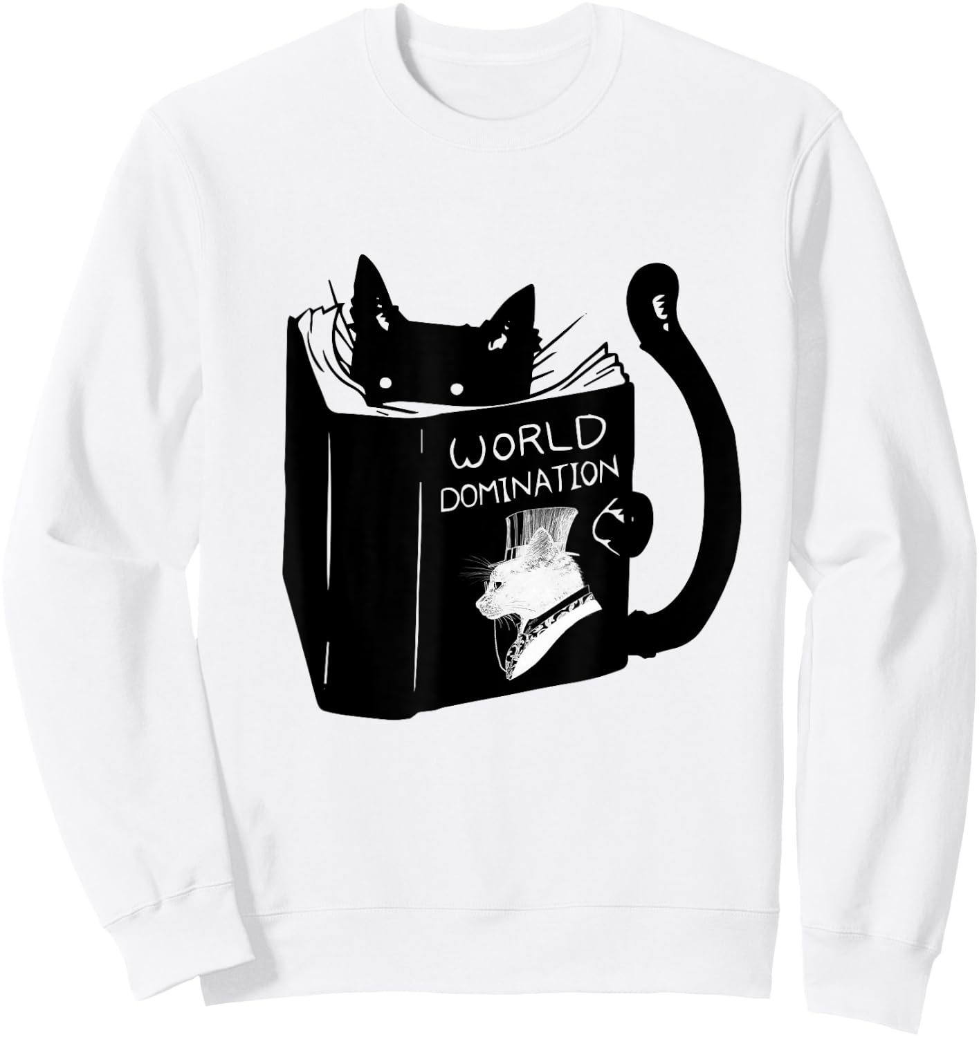 Pet Cat World Domination - -Adults, Small, White, Short Sleeve Sweatshirt - Sweatshirt | White