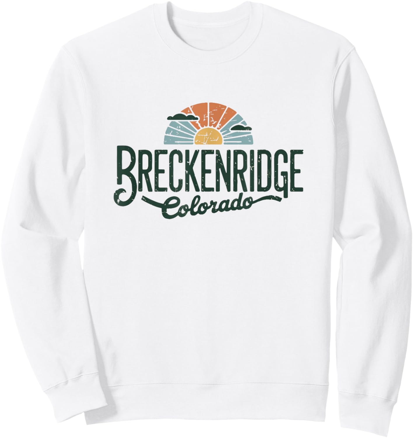 Breckenridge CO Retro Sunset Tourist Travel Gift Sweatshirt - Sweatshirt | White
