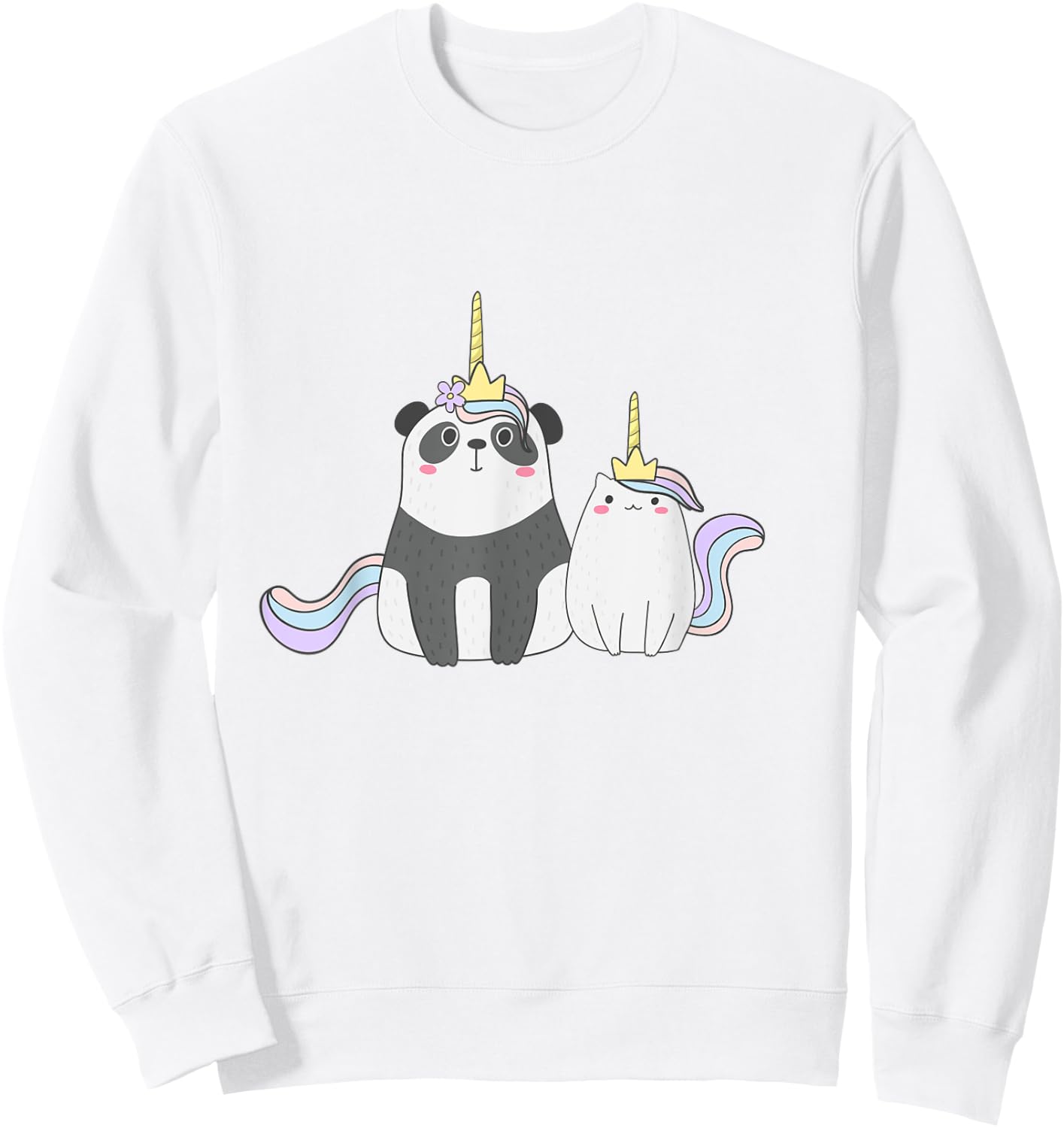 Cute Pandacorn and Caticorn Magical Creature Sweatshirt - Sweatshirt | White