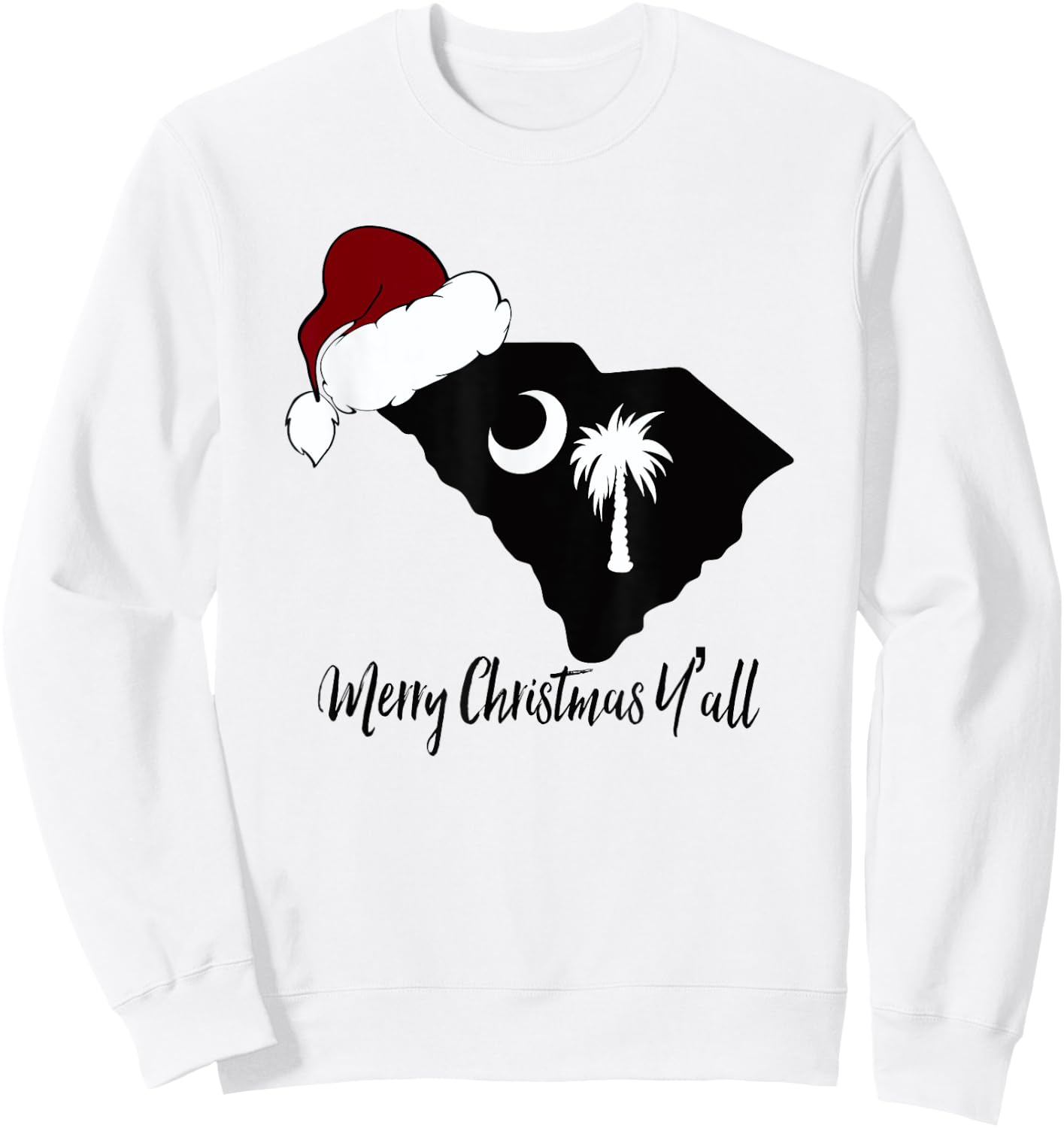 South Carolina SC Merry Christmas Yall Sweatshirt - Sweatshirt | White