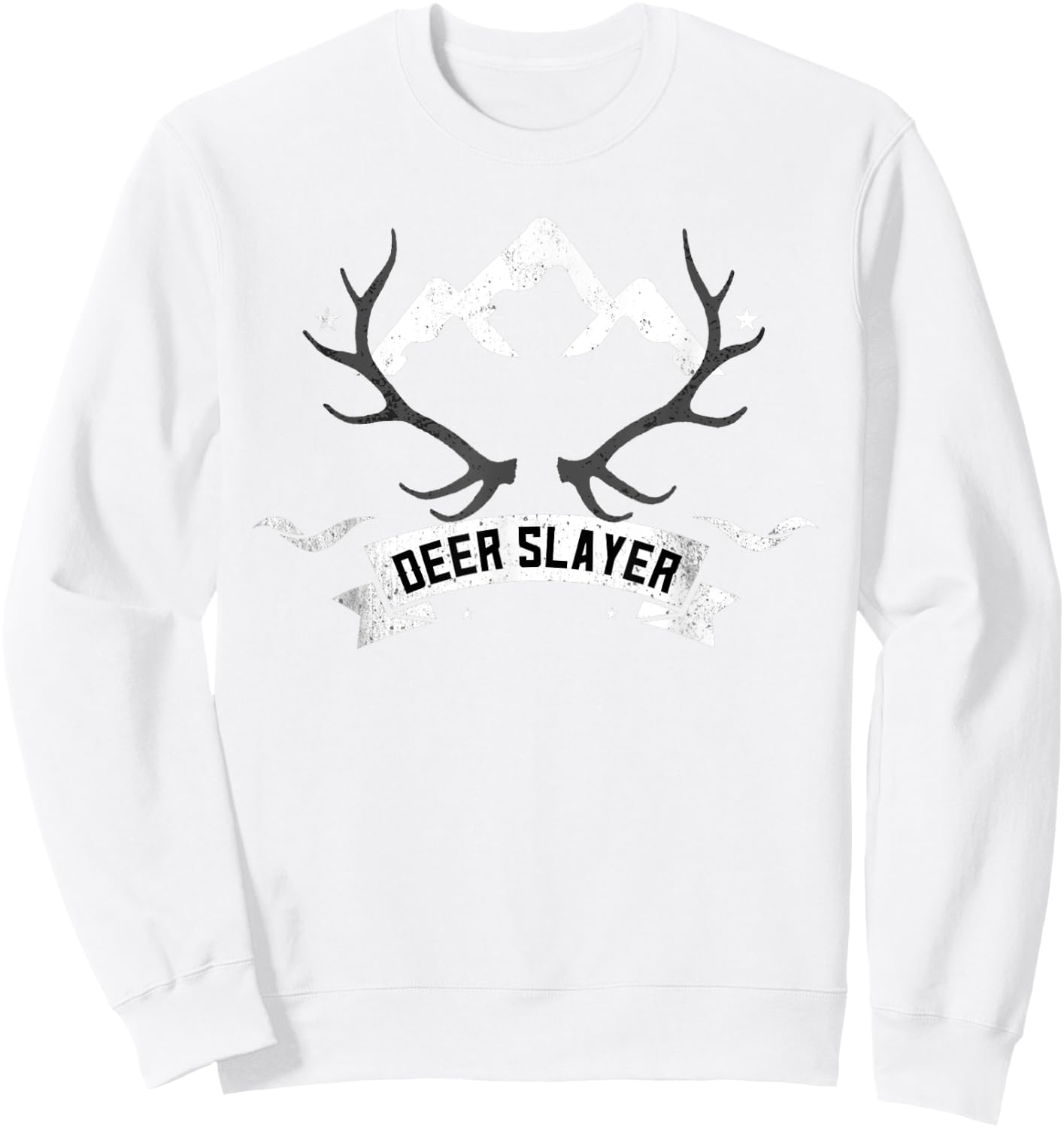 Deer Slayer Antler Avid Hunter Sweatshirt - Sweatshirt | White