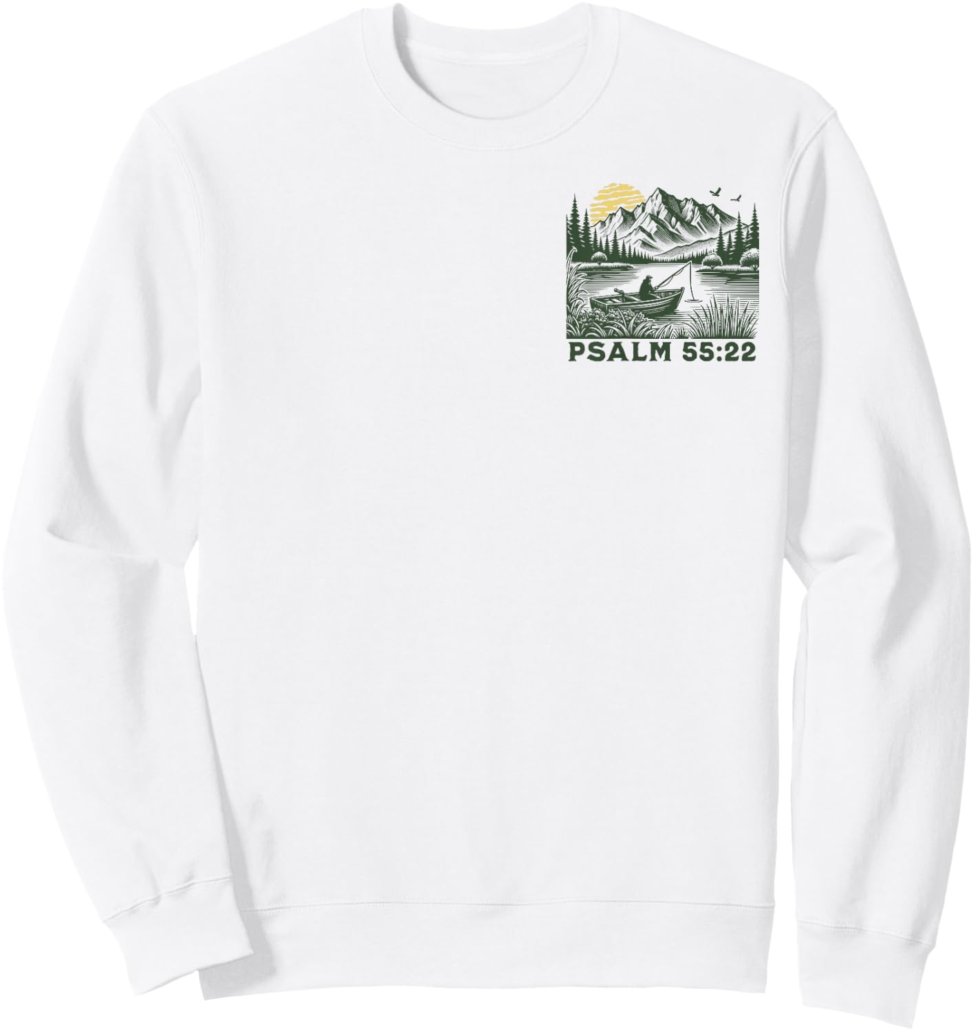 [2 Sided] Cast Your Cares On The Lord, Bible Verse Fishing Sweatshirt - Sweatshirt | White