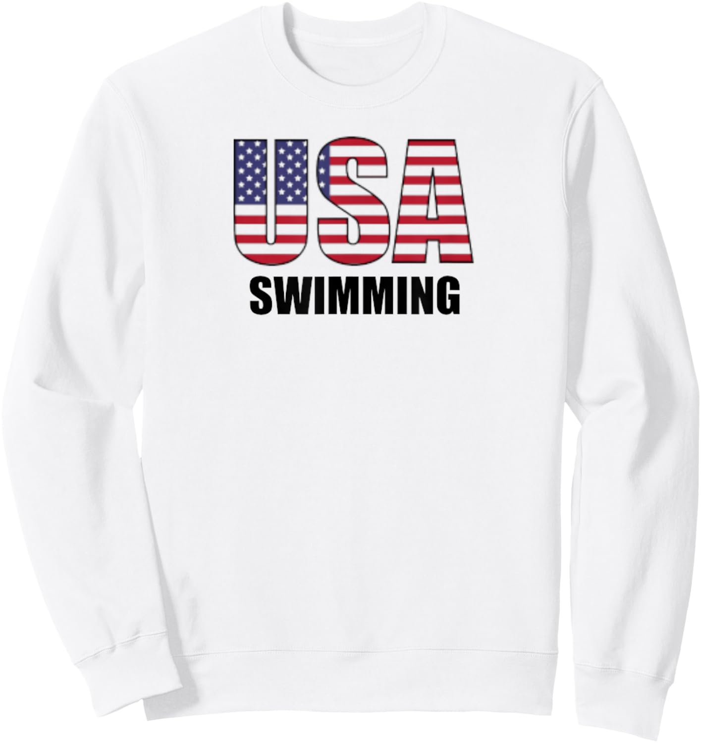 USA Swimming American Flag Team Sport Support T Shirt Sweatshirt - Sweatshirt | White