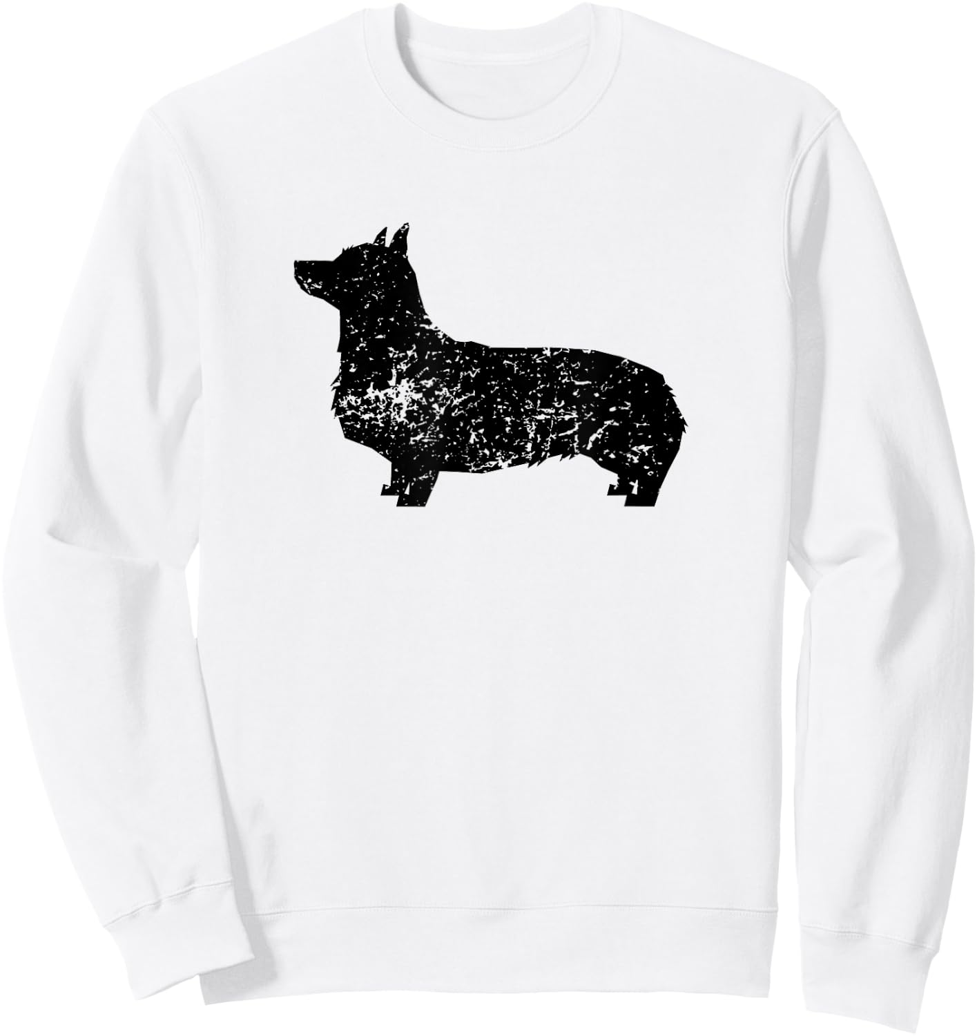 Distressed Corgi Silhouette Dog Owner Sweatshirt - Sweatshirt | White