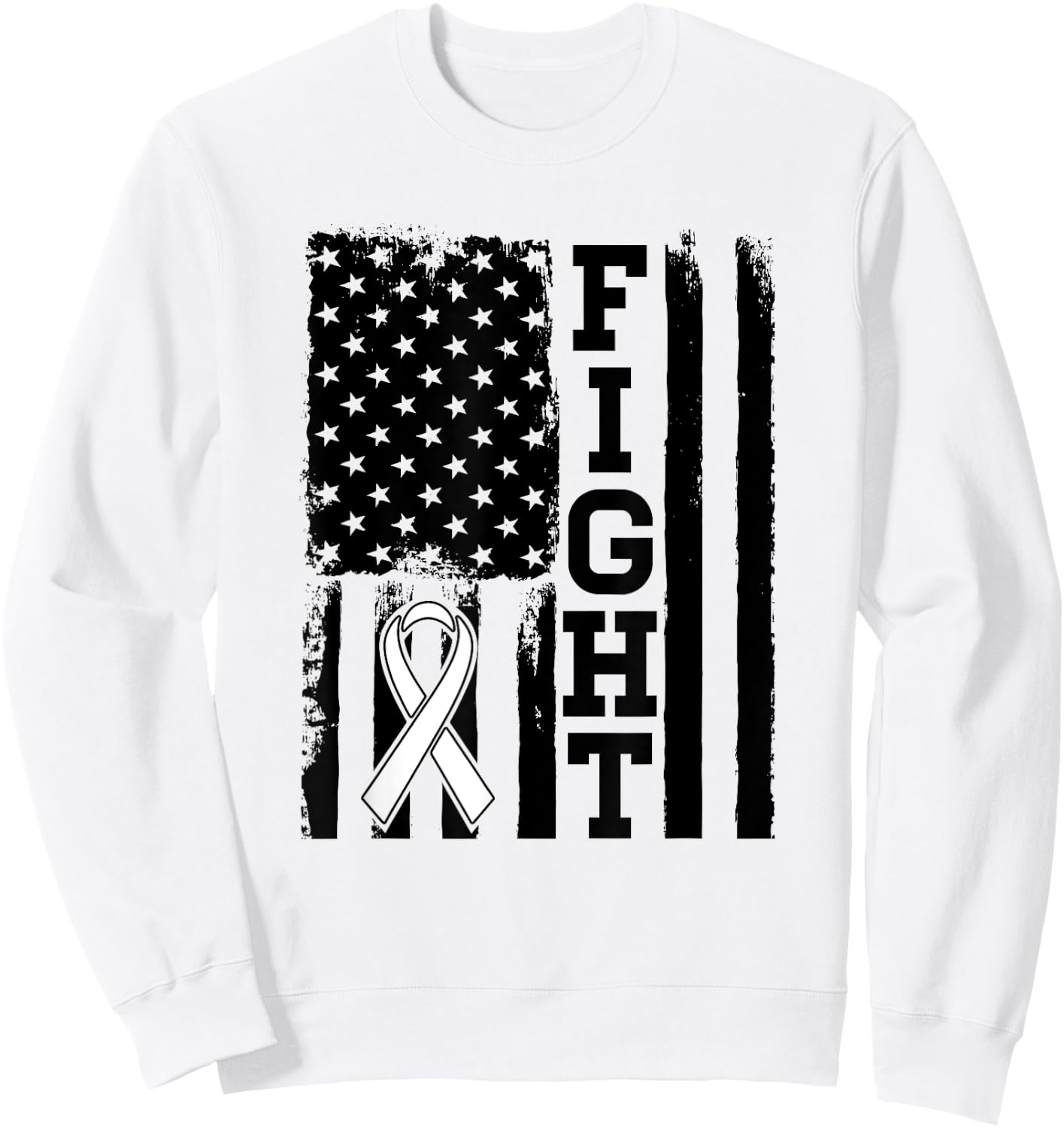 Fight Flag - Lung Cancer Shirt Gift Lung Cancer Fighter Sweatshirt - Sweatshirt | White