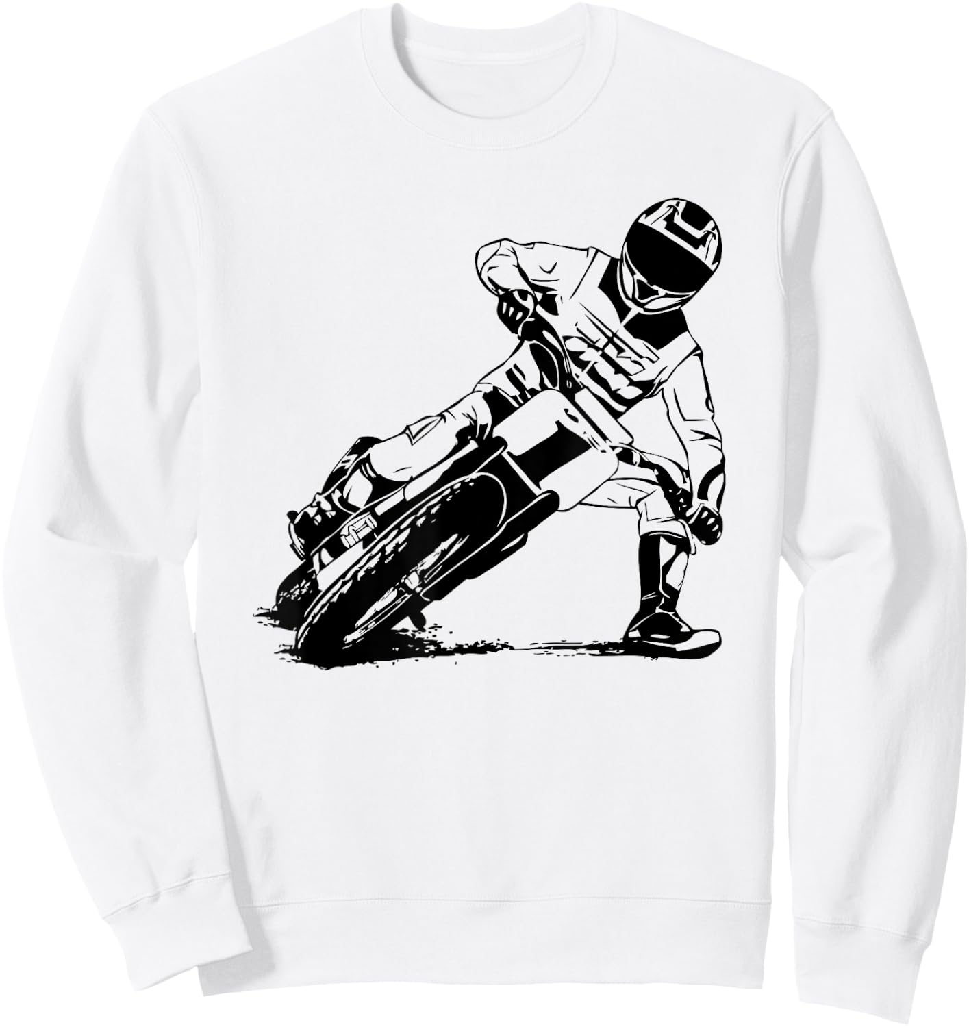 Flat Track Rider Motorcycle Speedway Sweatshirt - Sweatshirt | White