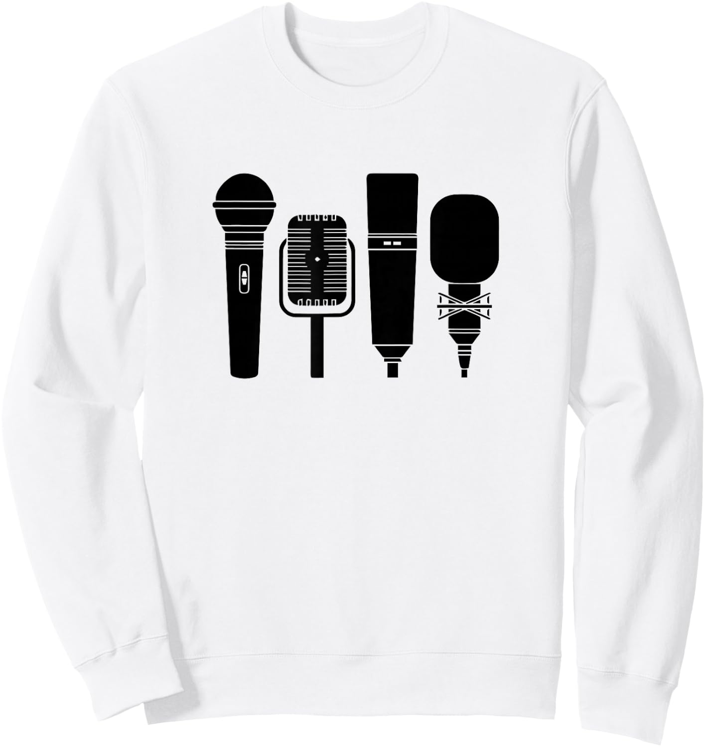 Different Unique Microphone Graphic Sweatshirt - Sweatshirt | White