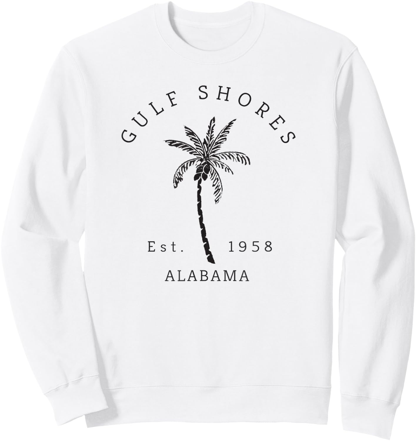 Retro Cool Gulf Shores Vintage Palm Tree Novelty Art Sweatshirt - Sweatshirt | White