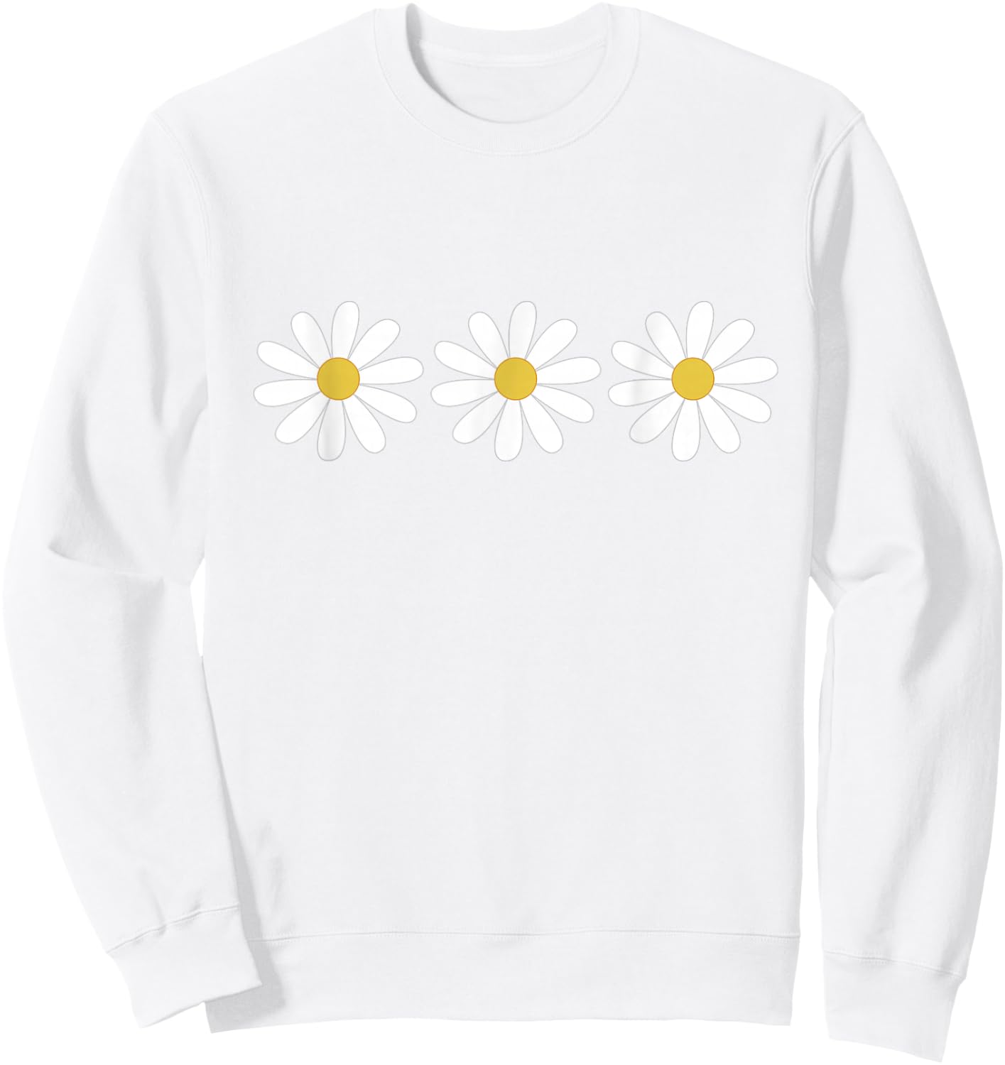 3 Simple but Pretty Daisy Flower Sweatshirt - Sweatshirt | White