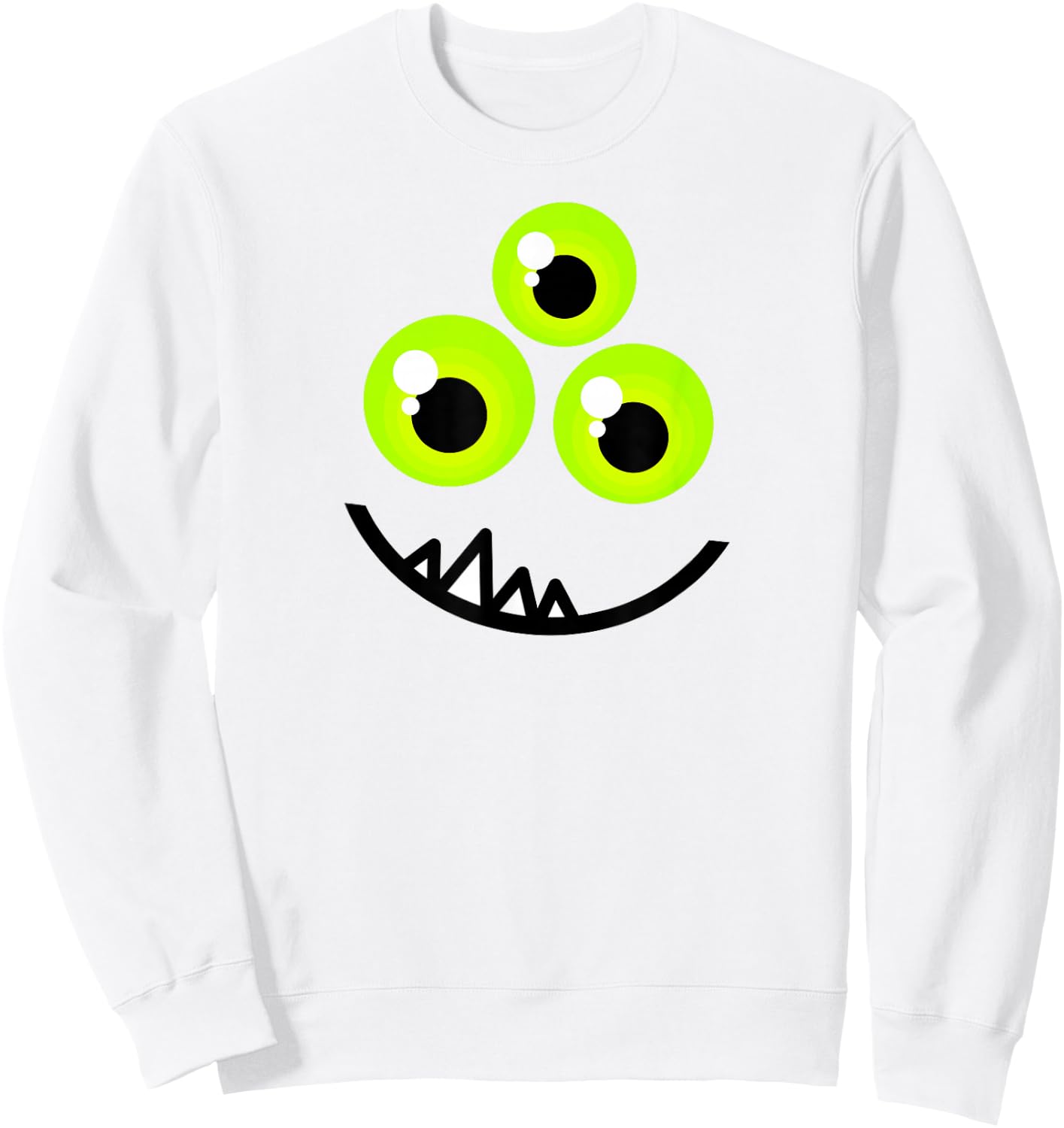 Cute One Eyed Monster Face Green Eyes Halloween Costume Sweatshirt - Sweatshirt | White