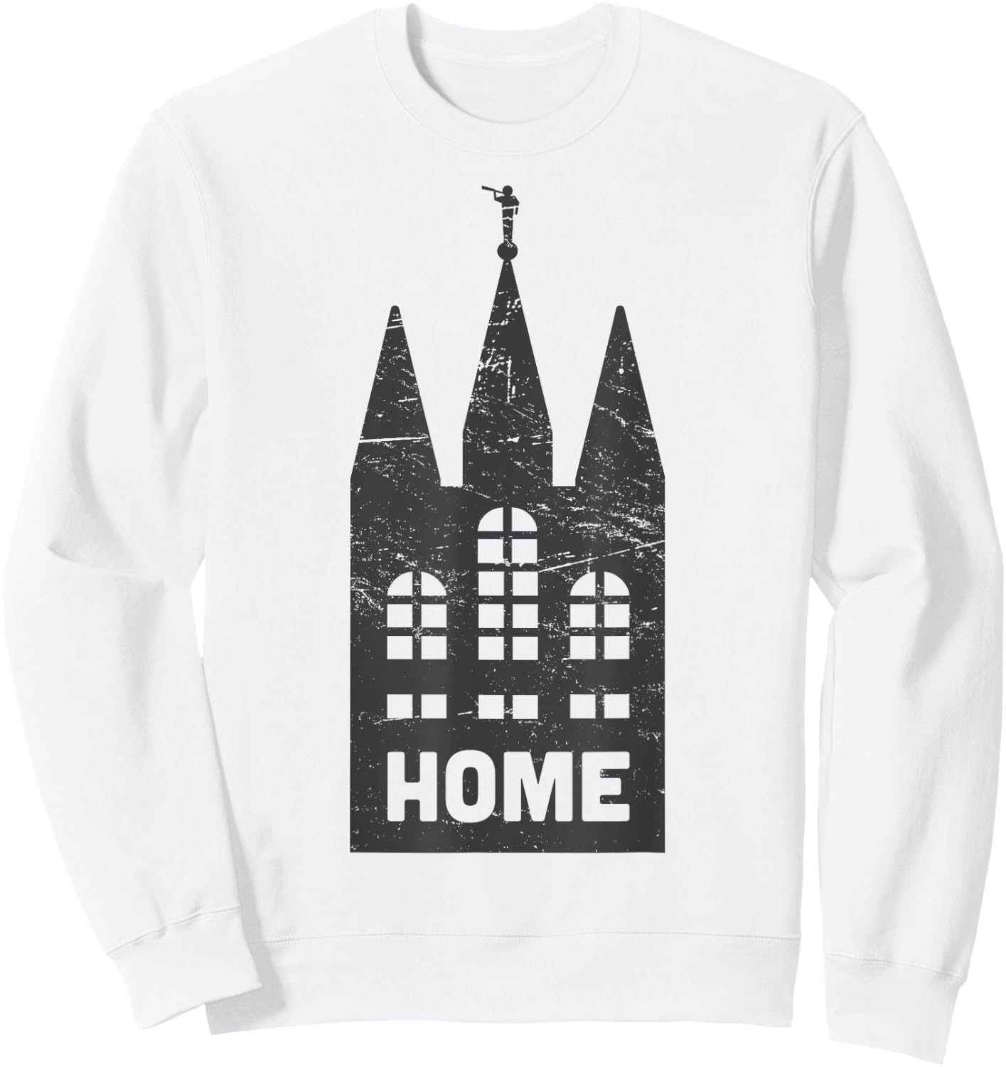 Mormon LDS Temple "Home" Distressed Sweatshirt - Sweatshirt | White