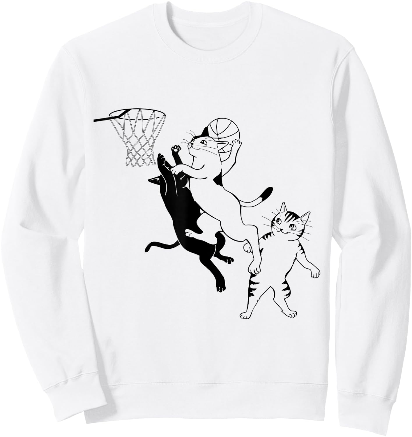Cats Playing Basketball Sweatshirt - Sweatshirt | White