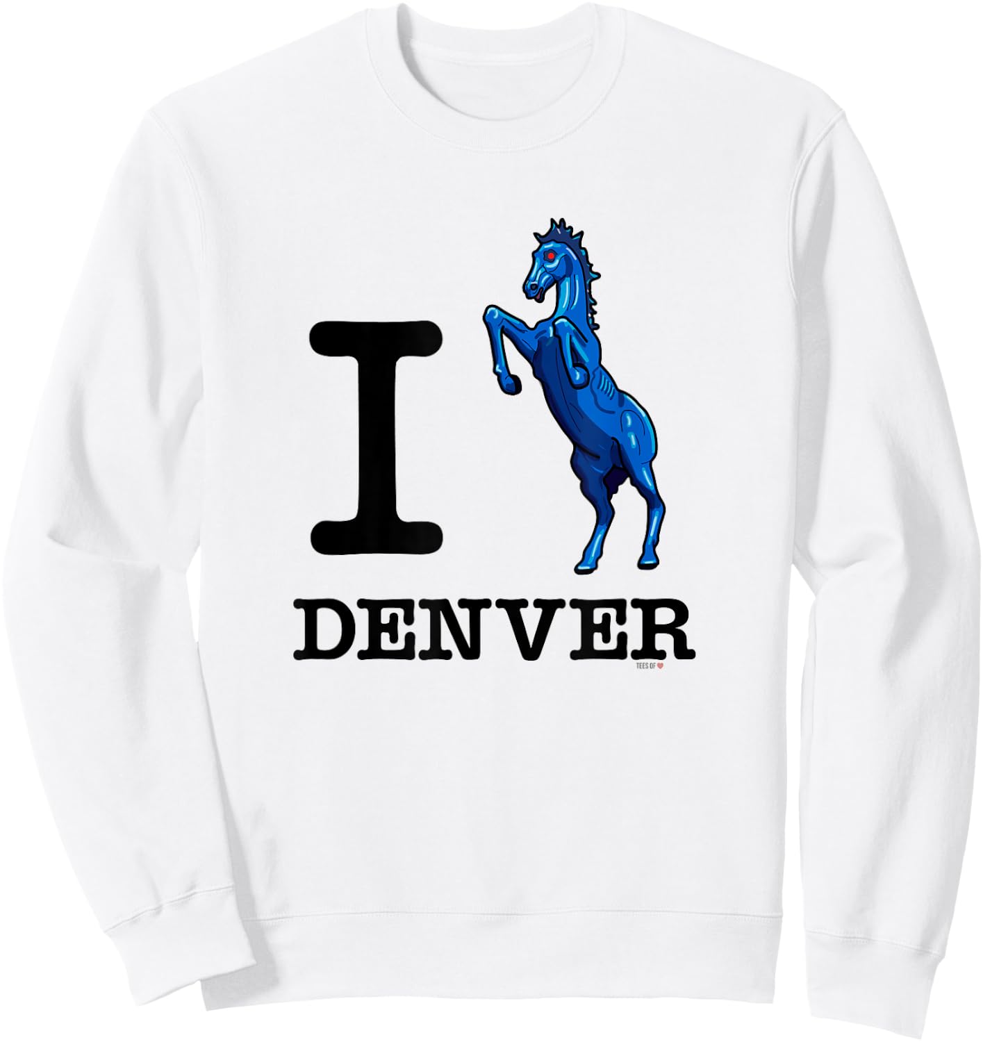 I Love Denver Blucifer Evil Blue Horse Shirt Sweatshirt - Sweatshirt | White