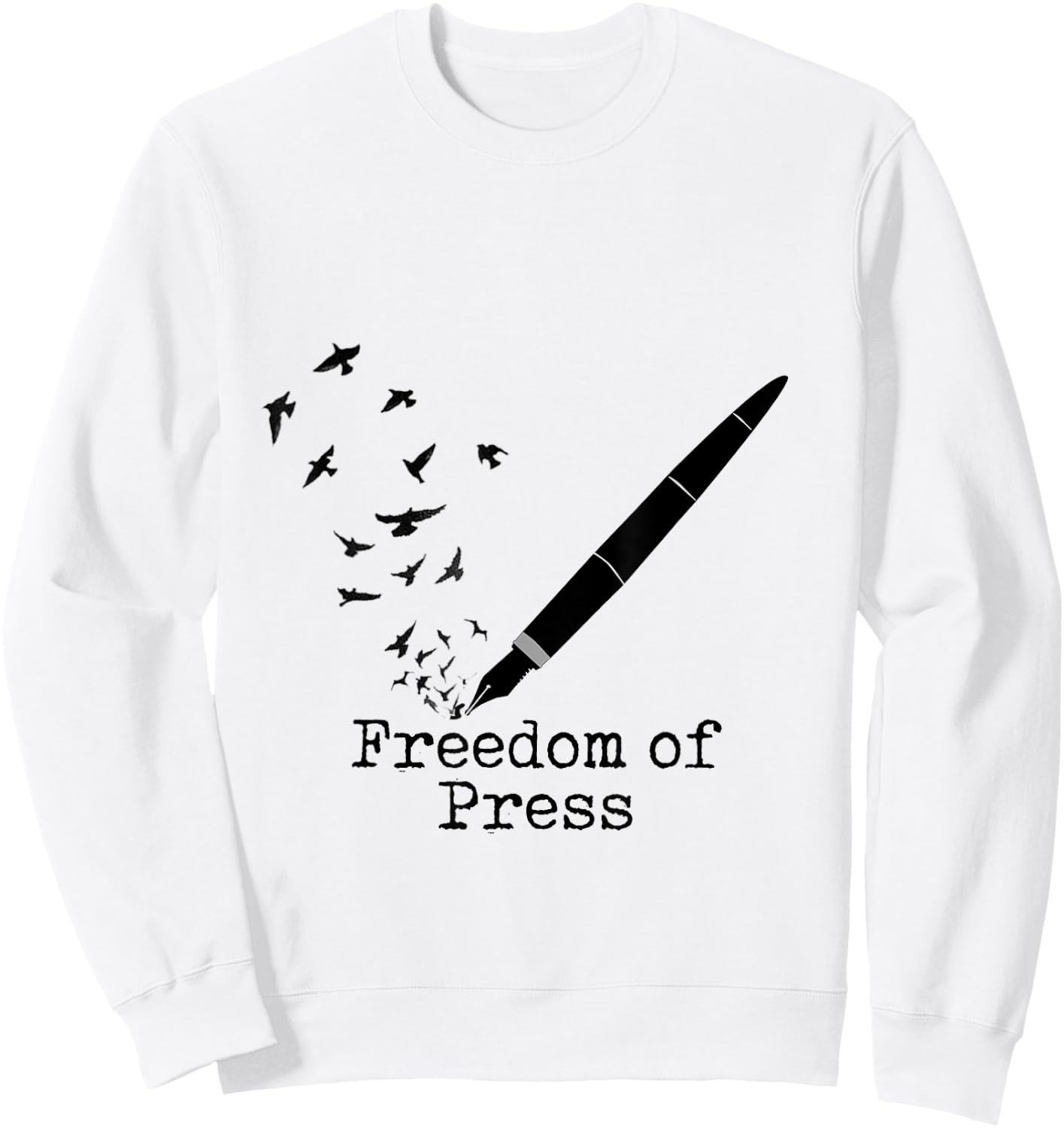 Black Fountain Pen Freedom Of Press Flock Of Birds Sweatshirt - Sweatshirt | White