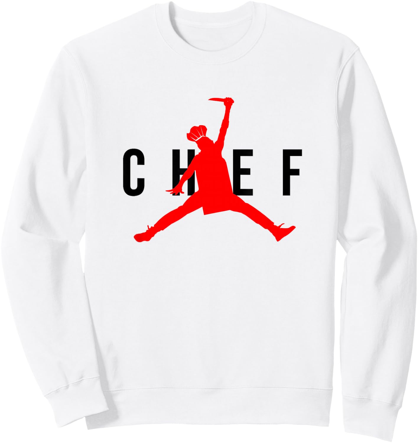 Funny Restaurant Chef - Jumping Chef Knife Logo Food Truck Sweatshirt - Sweatshirt | White