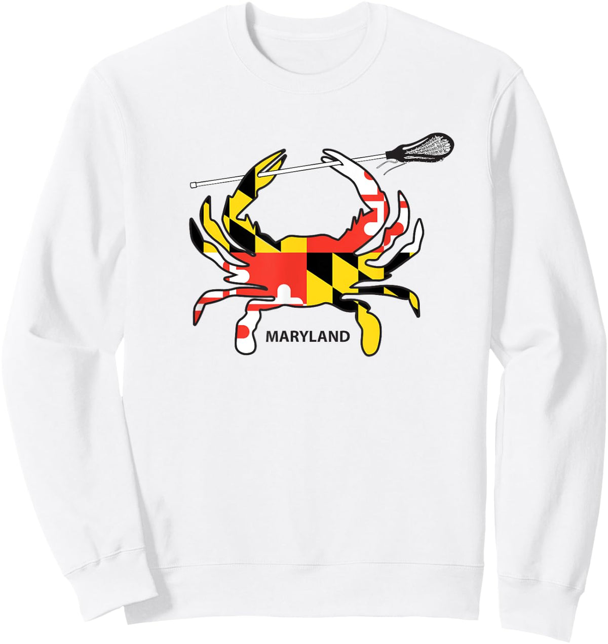 Maryland Crab Lacrosse Shirt, MD LAX, Maryland Lacrosse Sweatshirt - Sweatshirt | White