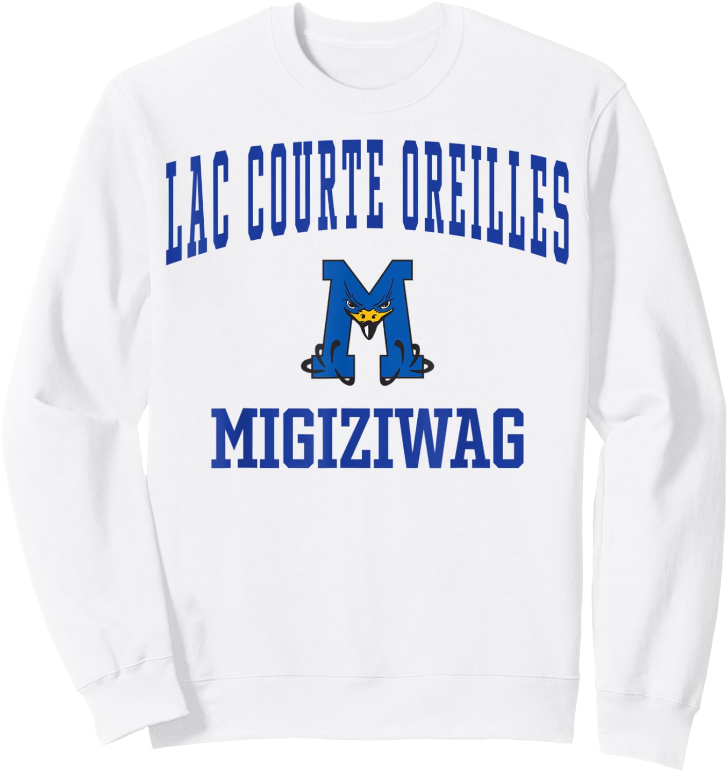 Lac Courte Oreilles Ojibwe School Migiziwag Sweatshirt - Sweatshirt | White
