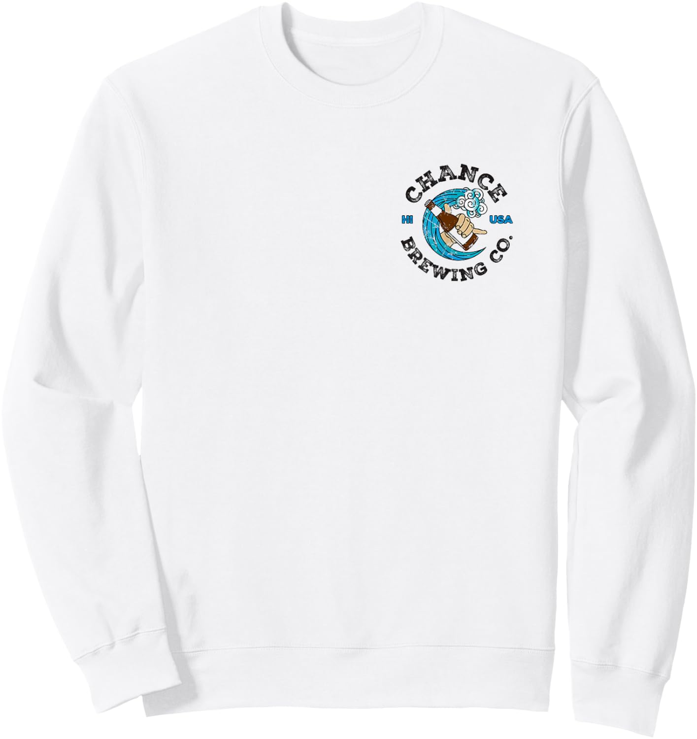 Chance Brewing Co Hawaiian Beer with Logo on Back Sweatshirt - Sweatshirt | White