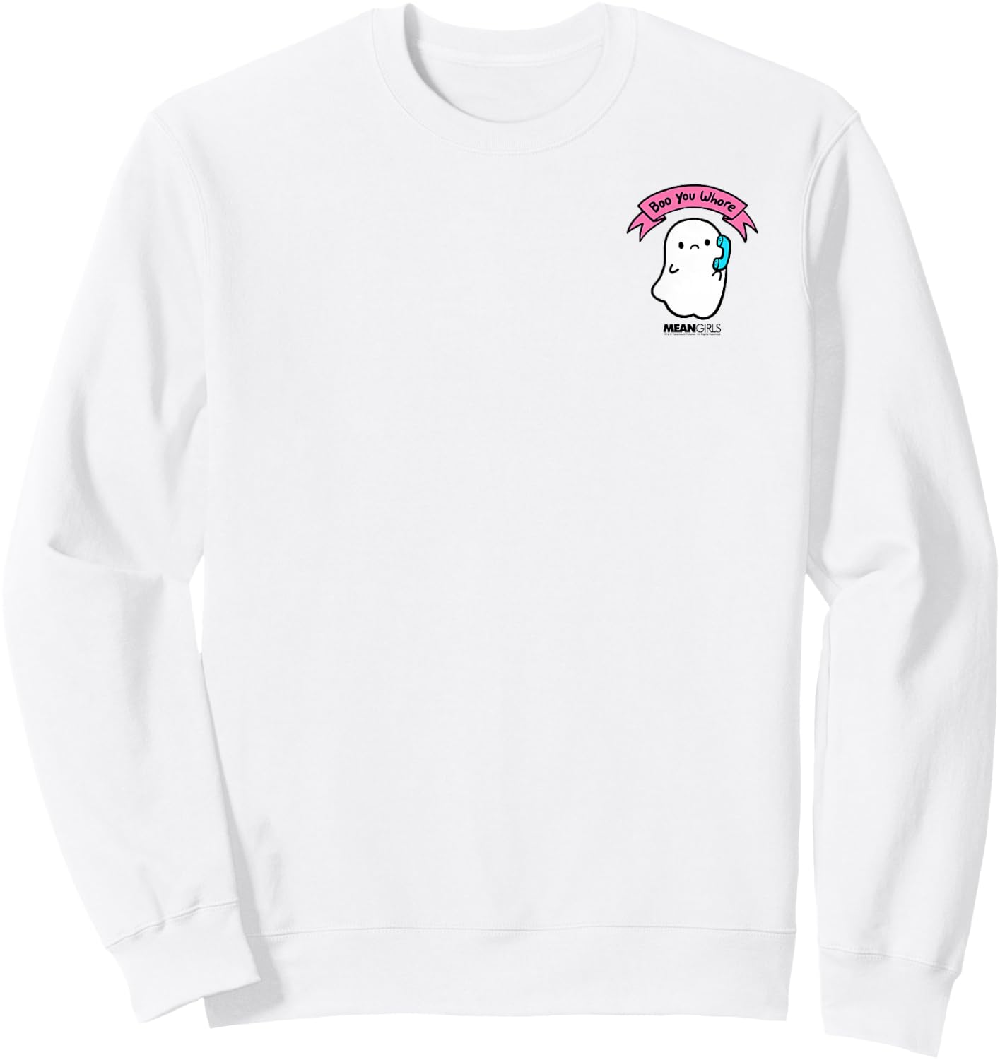 Mean Girls Boo you Whore Mini Ghost Phone Pocket Sweatshirt - Sweatshirt | White