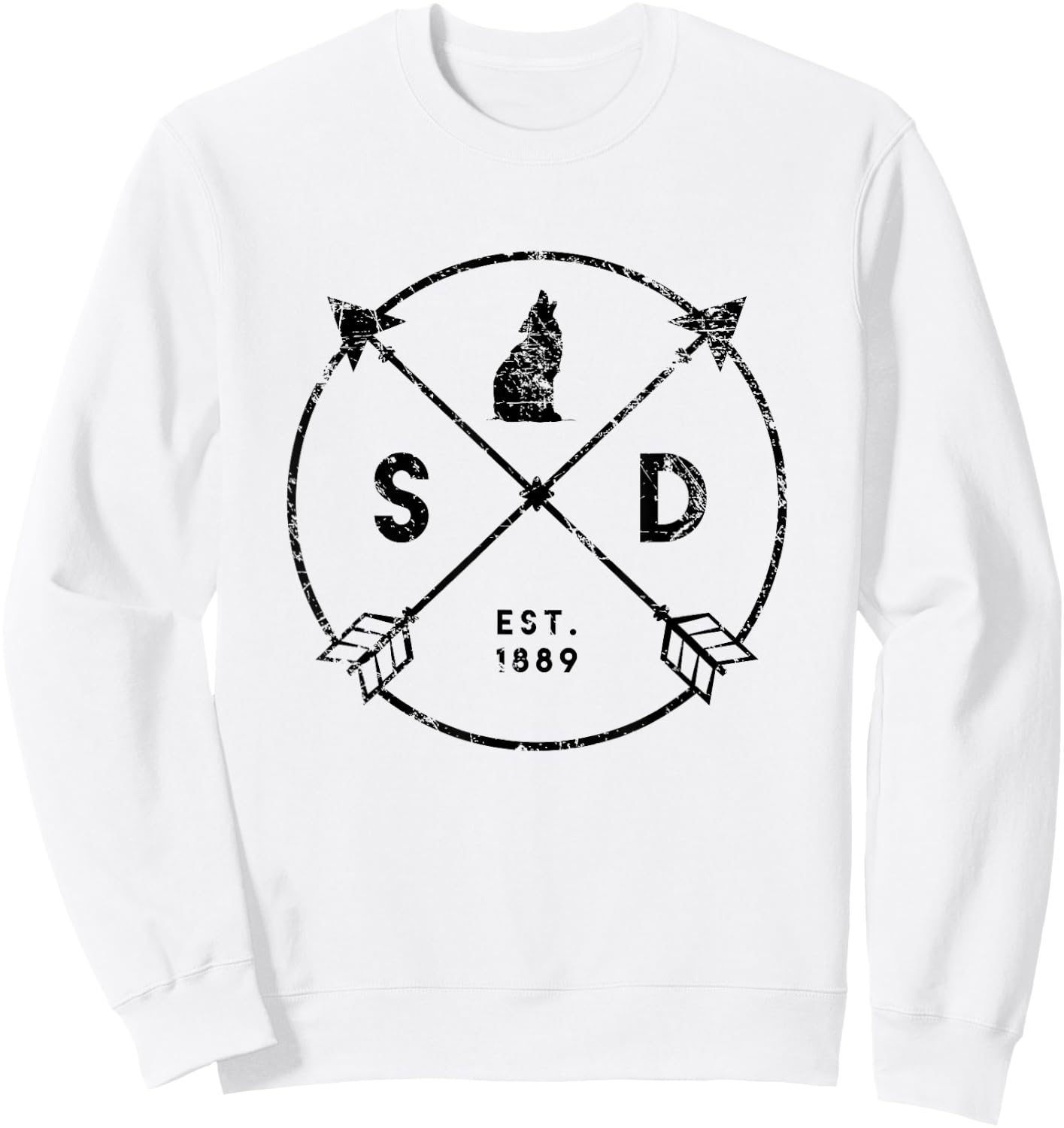 South Dakota Adventure Est 1889 Coyote Arrow State Sweatshirt - Sweatshirt | White