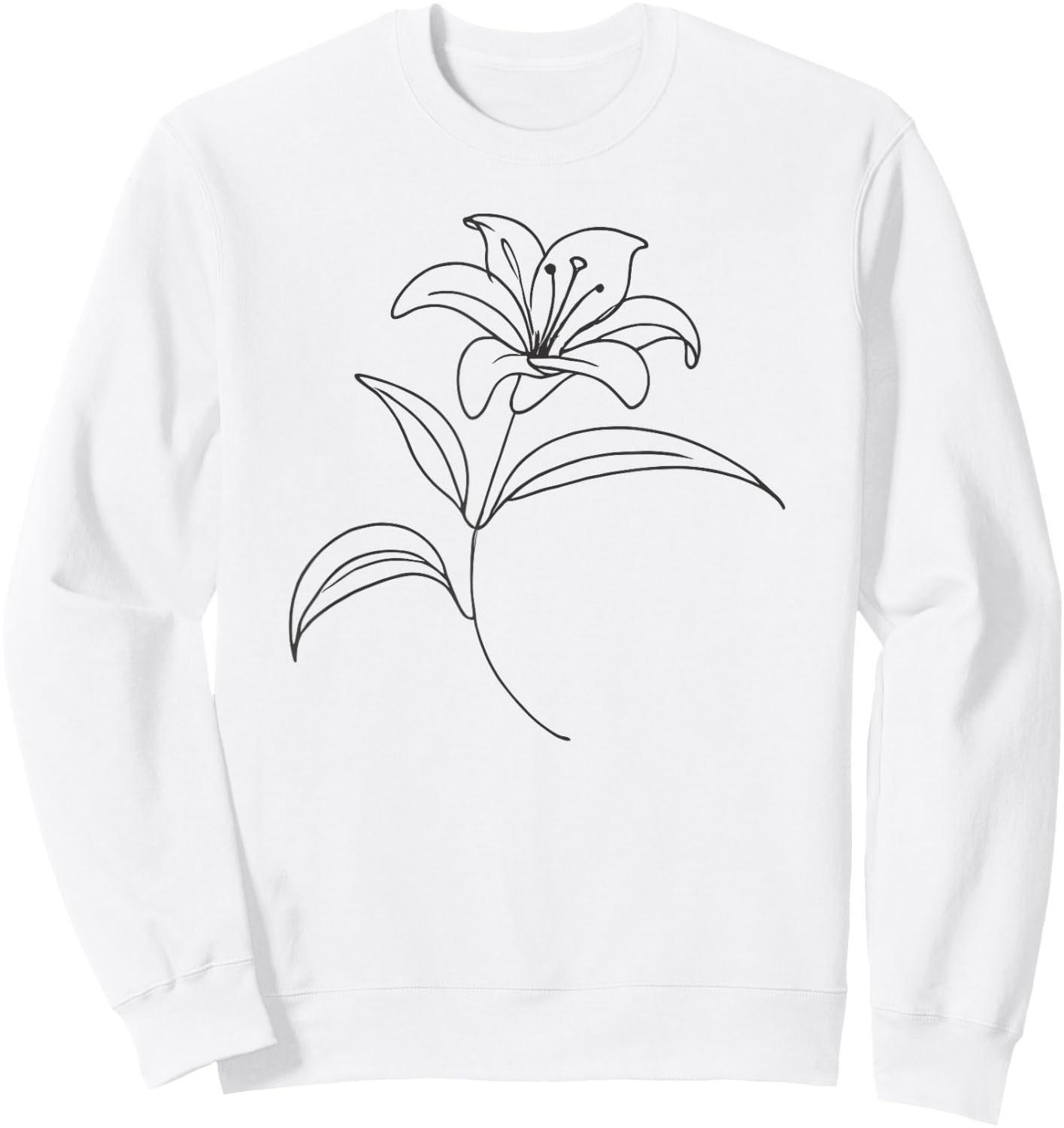 Line Art Lily Flowers Sweatshirt - Sweatshirt | White