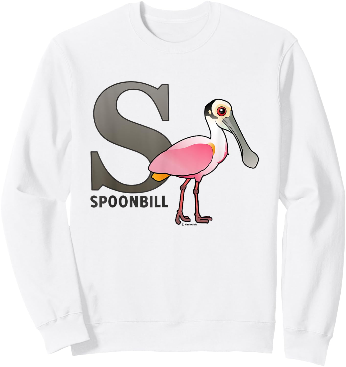 S is for Spoonbill Cute Cartoon Bird Alphabet Gift Sweatshirt - Sweatshirt | White