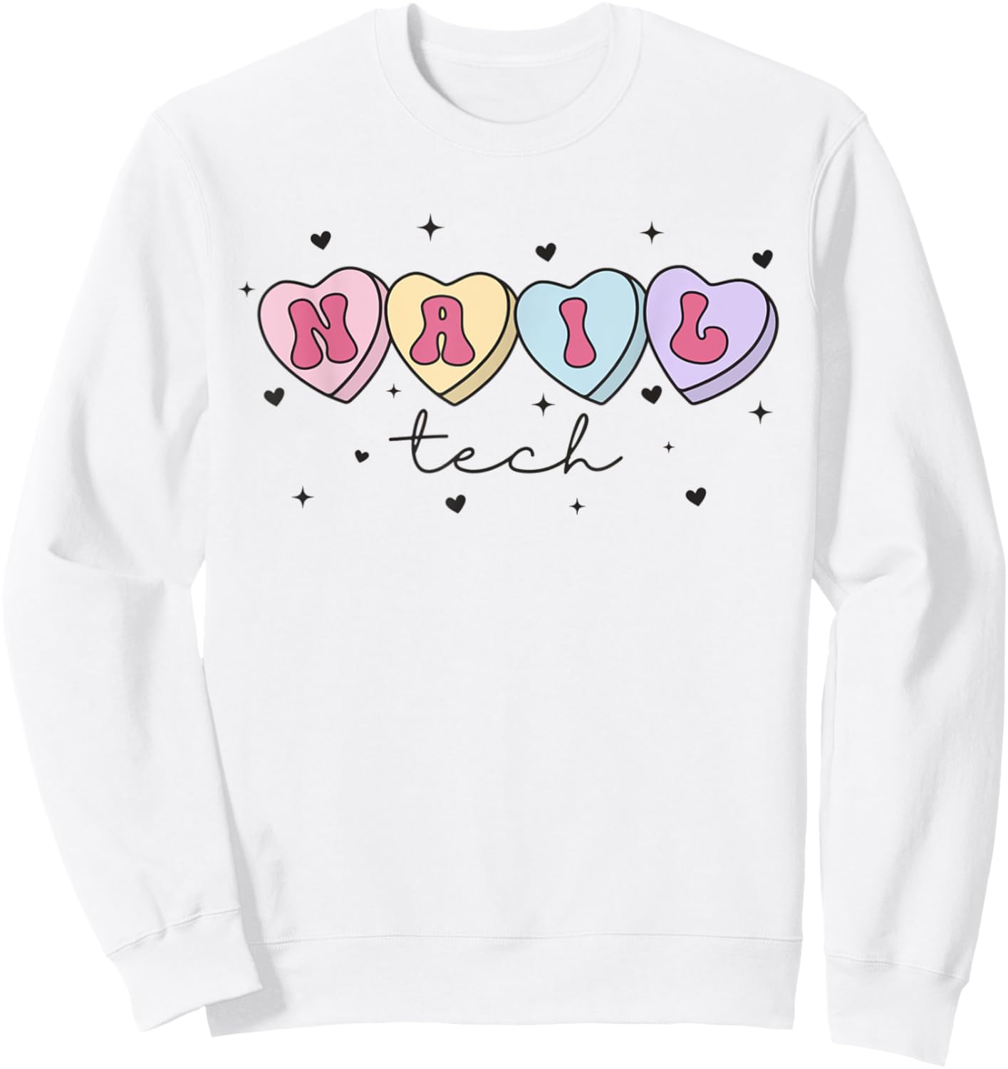 Nail Tech Valentine's Day Heart Manicurist Cosmetology Sweatshirt - Sweatshirt | White