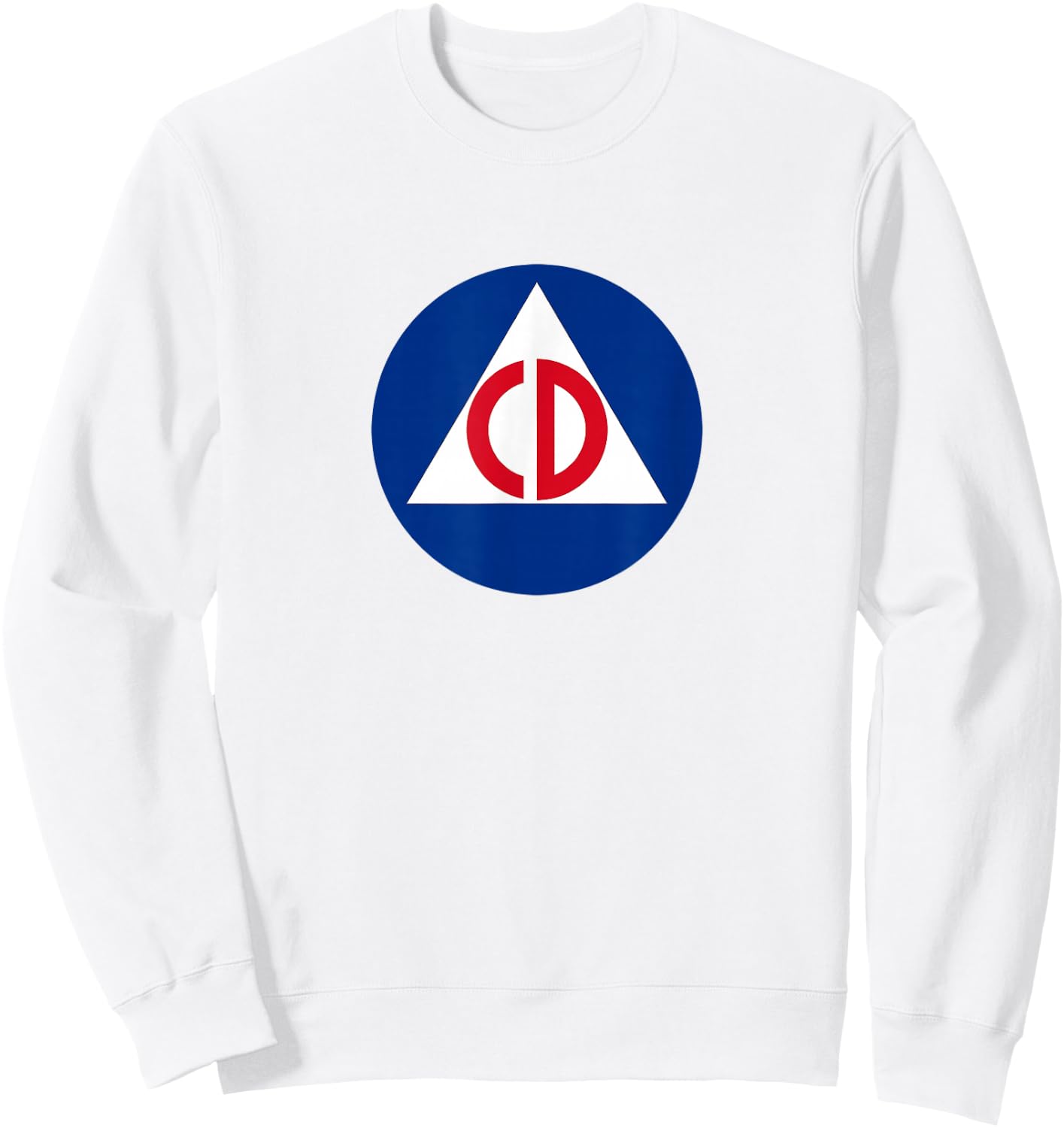 Nuthouse Designs USA Civil Defense Retro Punk , Men's Grey Triangle Short Sleeve Classic Fit , Small Sweatshirt - Sweatshirt | White