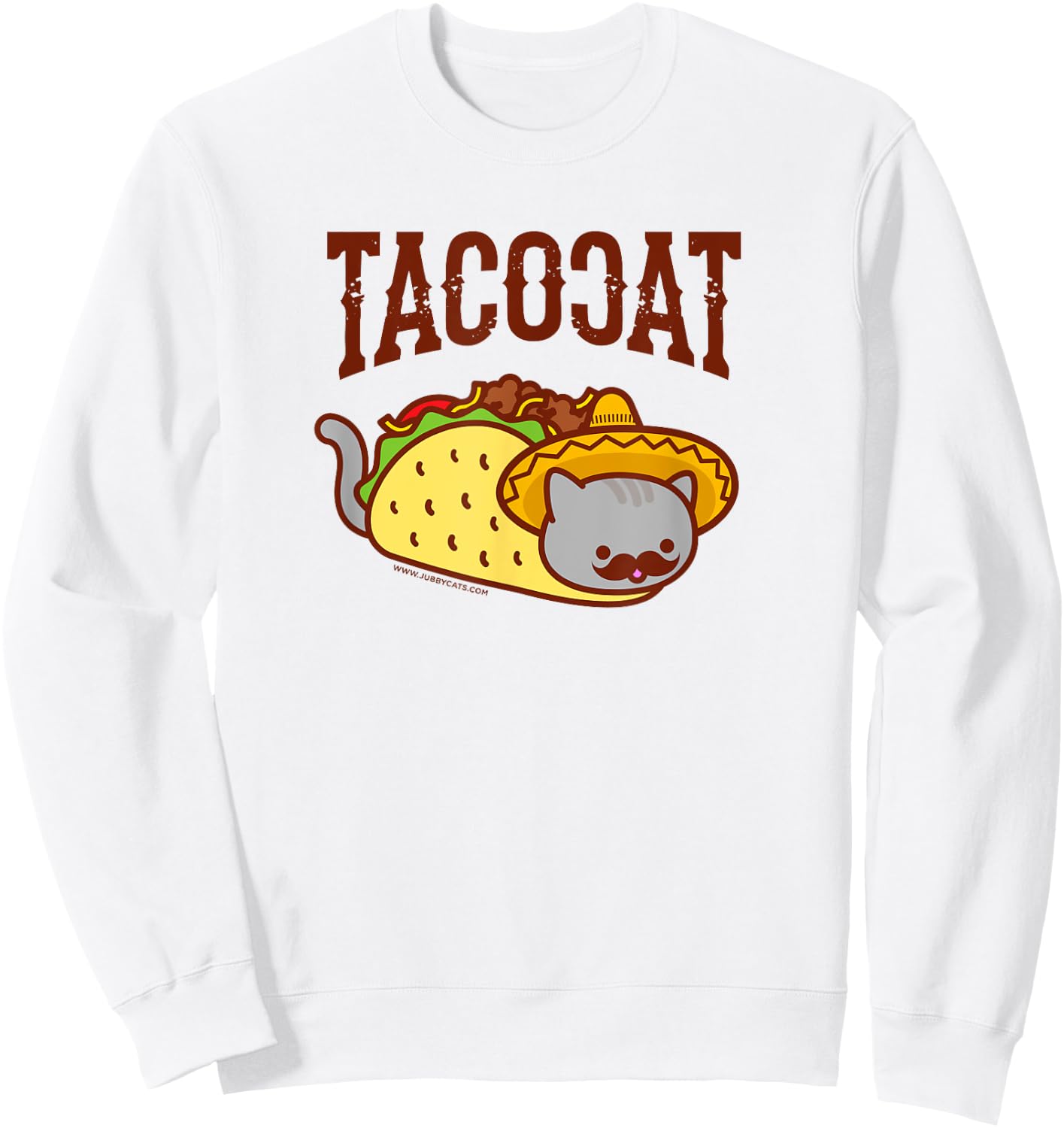 Funny Cat - Mexican Taco Cat Women Girls Kids Sweatshirt - Sweatshirt | White