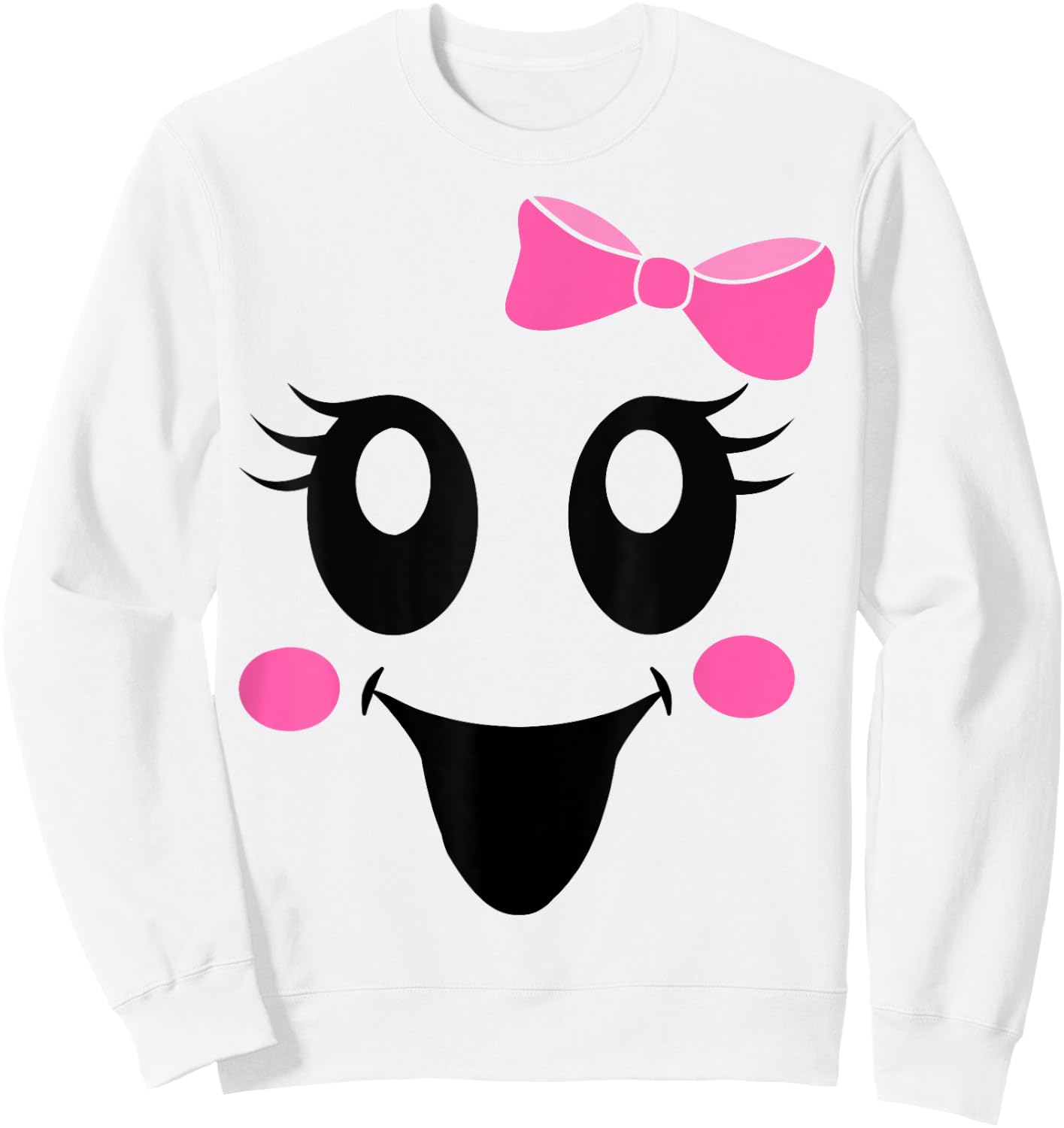 Cute female ghost with girls face and bow halloween party Sweatshirt - Sweatshirt | White