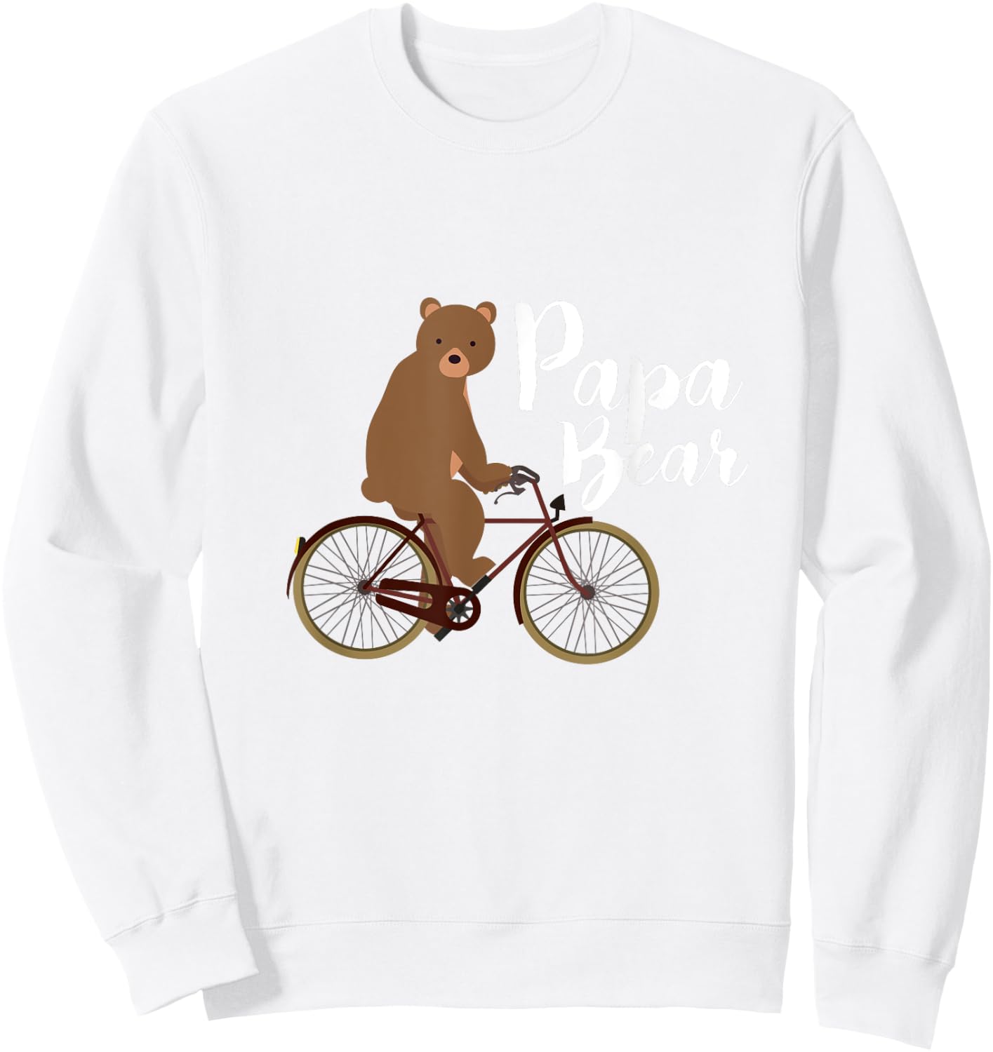 Papa Bear on a Bicycle Sweatshirt - Sweatshirt | White
