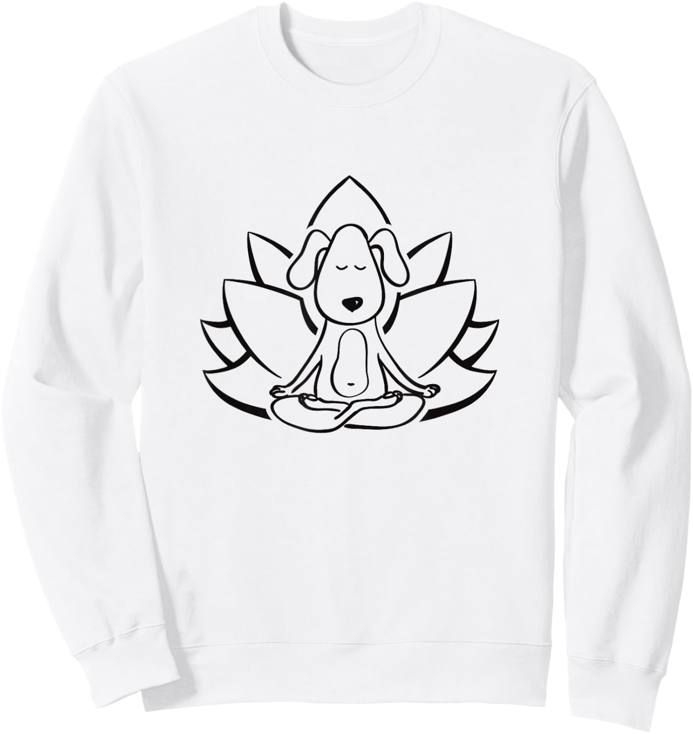 Buddha Dog Yoga Shirt Meditation Lotus Flower Sweatshirt - Sweatshirt | White