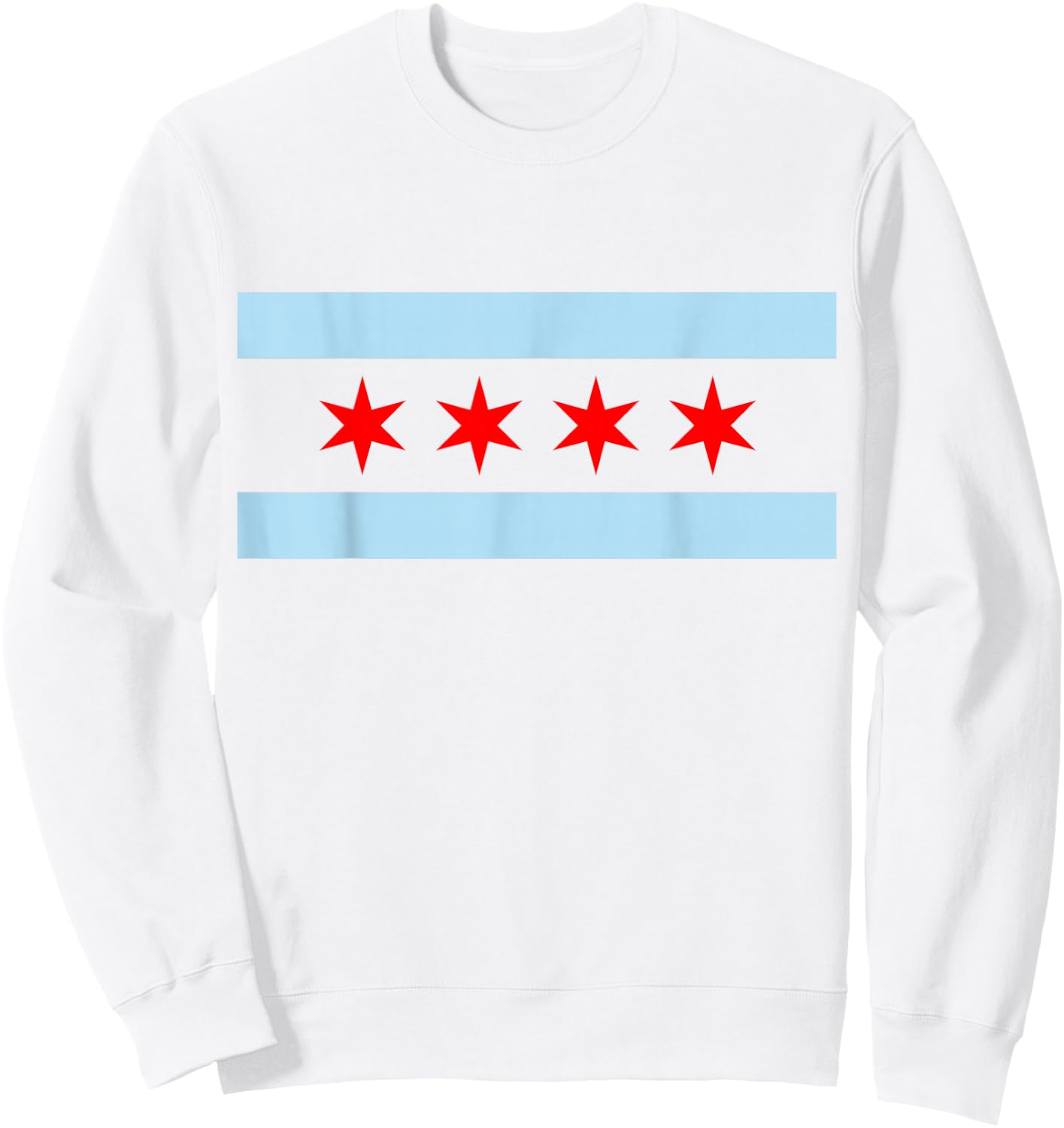Styley Chicago Flag - Men's -Adults Kids Classic Fit Collarless Short Sleeve White Solid Cotton Flag Sweatshirt - Sweatshirt | White