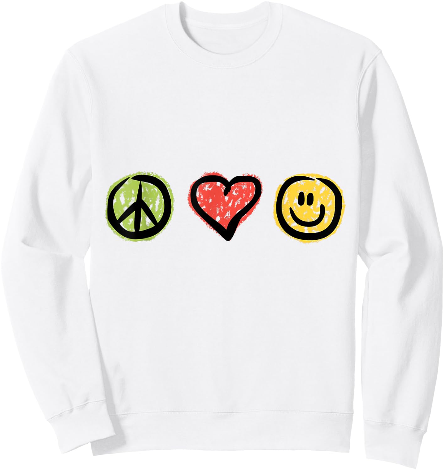 Peace Love Happiness Positive Message Symbols Sweatshirt - Sweatshirt | White