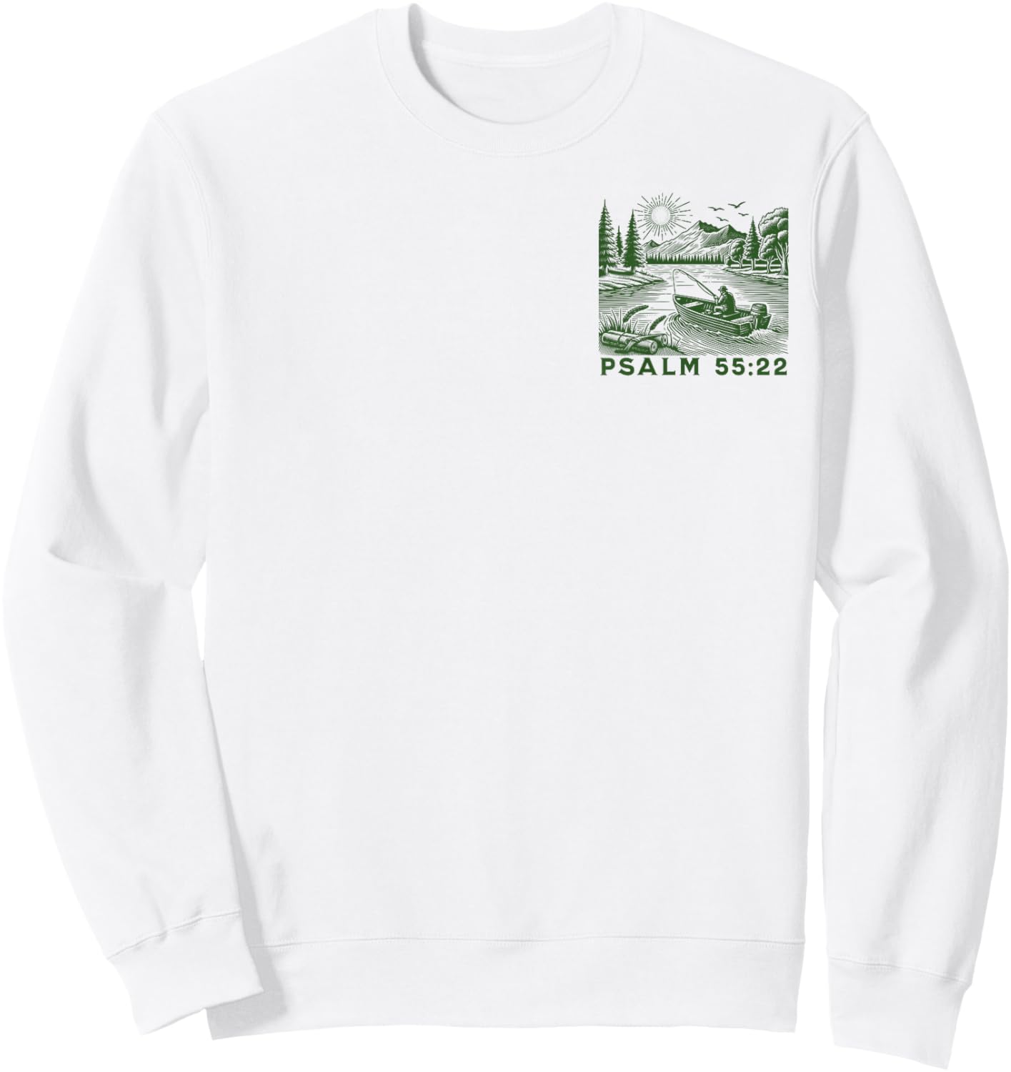 Front & Back | Cast Your Cares On The Lord - Psalm 55:22 Sweatshirt - Sweatshirt | White