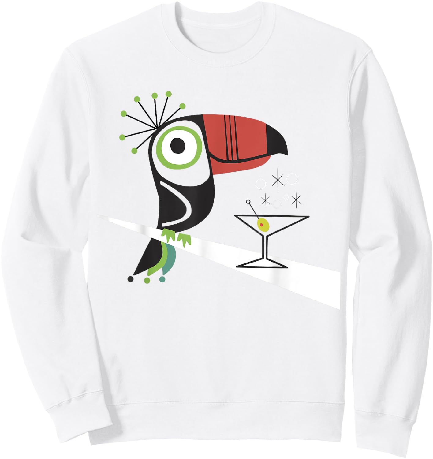 Mid Century Modern Toucan Tiki Sweatshirt - Sweatshirt | White