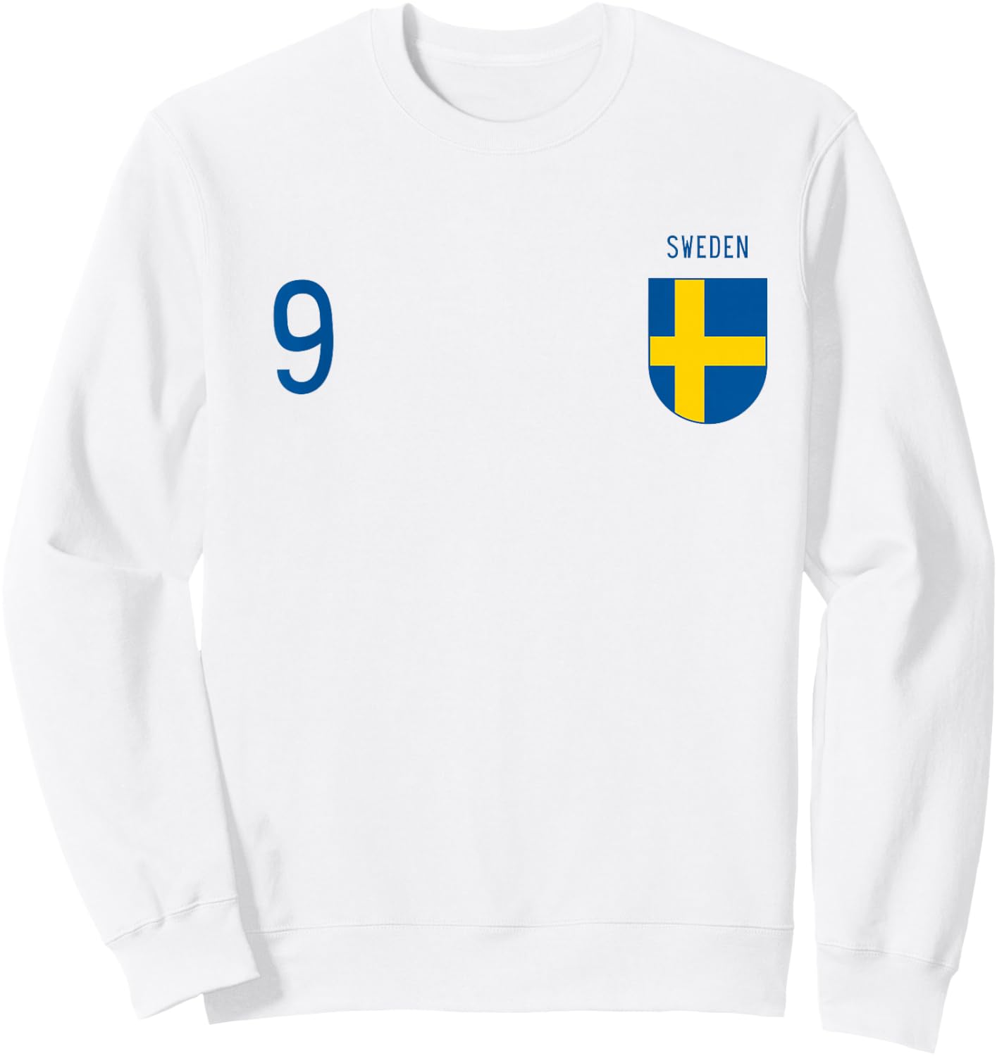 Sweden Number 9 Swedish Jersey Football Vintage Replica Sweatshirt - Sweatshirt | White
