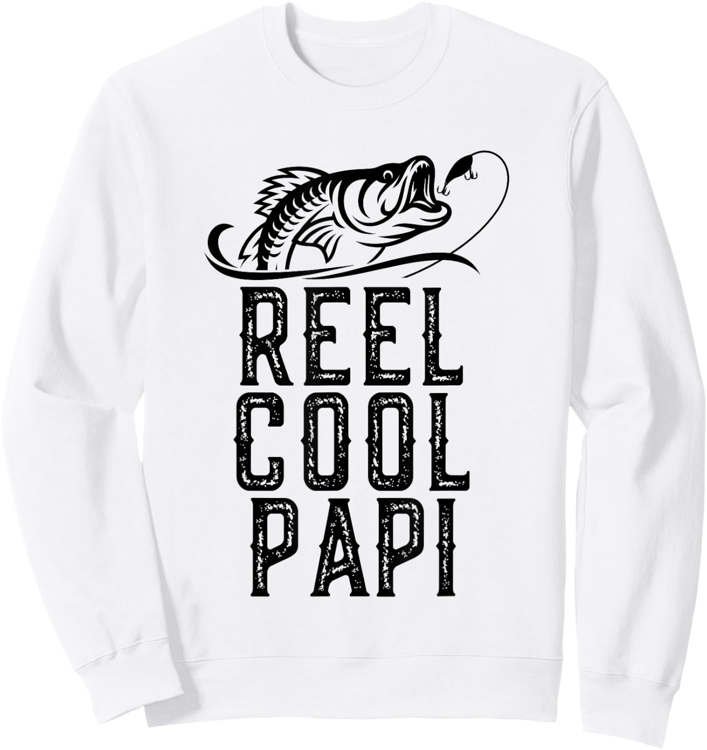Reel Cool Papi Fishing Fisherman Funny Grandpa Retro Sweatshirt - Sweatshirt | White