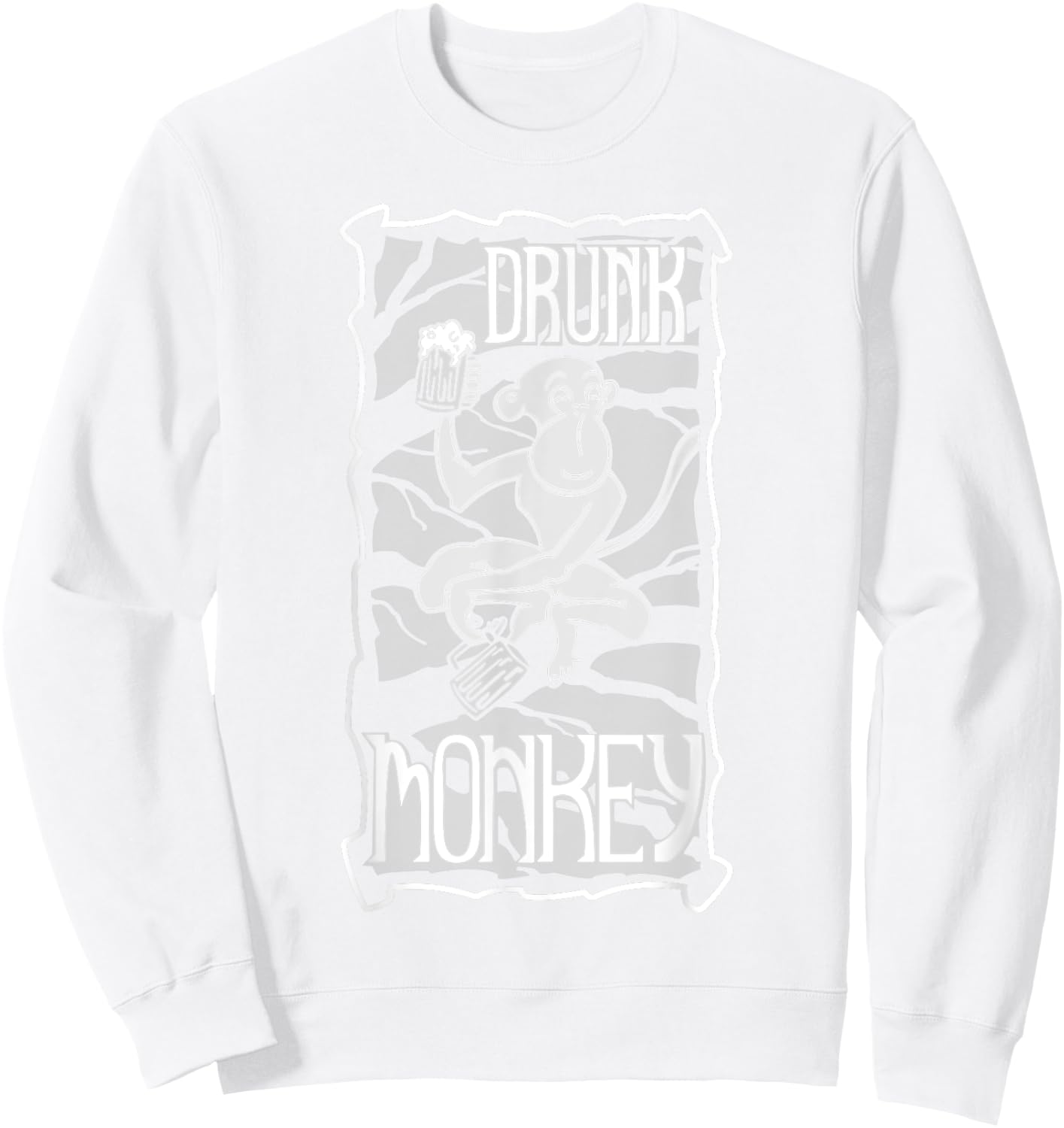 Drunk Monkey White Print Sweatshirt - Sweatshirt | White