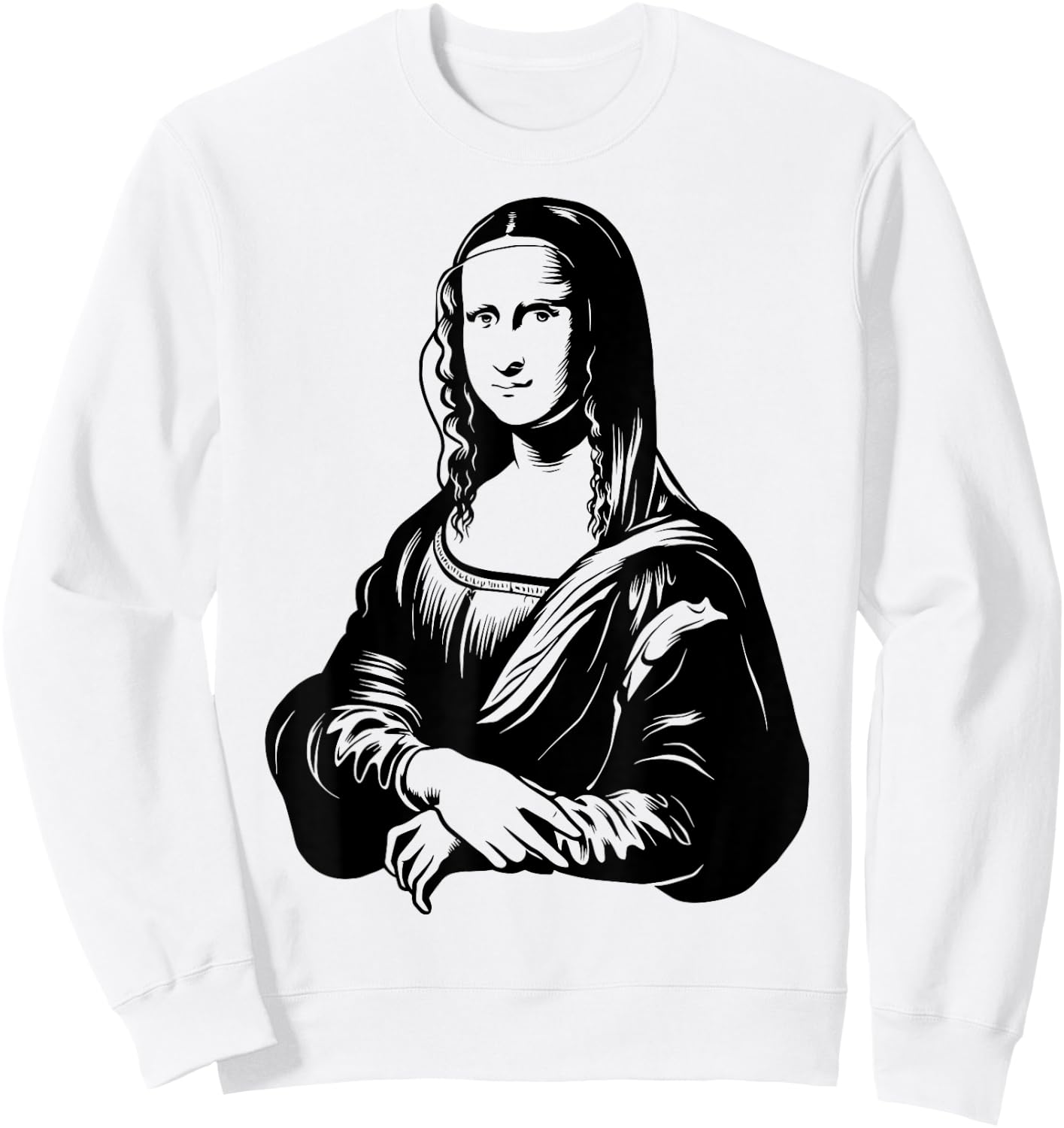 Leonardo Da Vinci, Mona Lisa T Shirt, Reproduction Sketch Sweatshirt - Sweatshirt | White