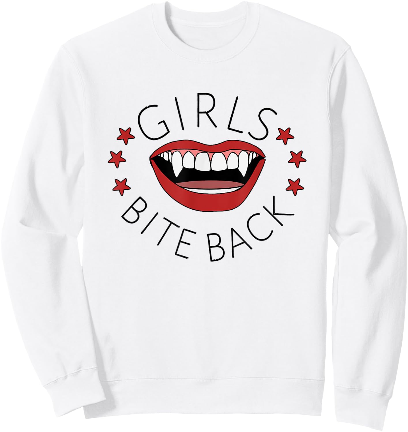 Riot Girls Bite Back 90s Vampire Fang Grrrls Design Sweatshirt - Sweatshirt | White