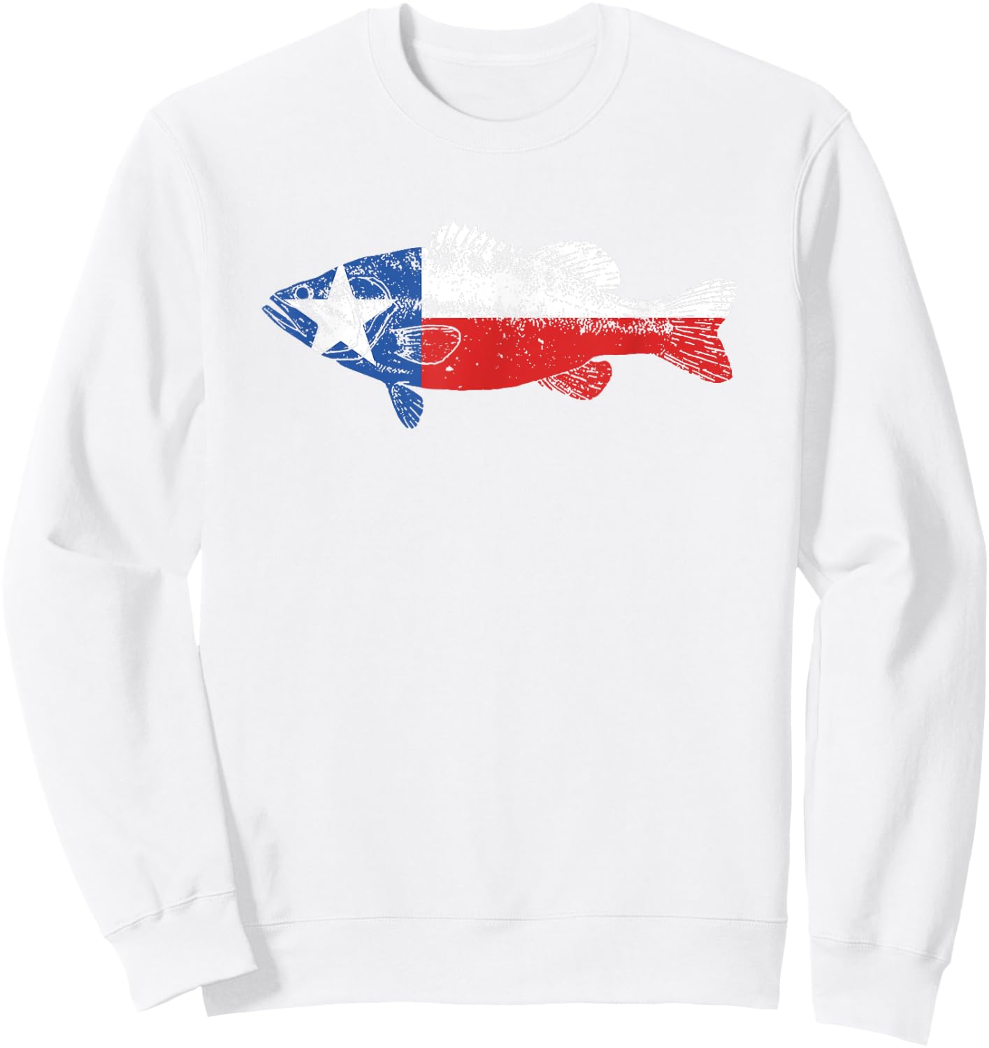 State of Texas Fishing Flag - Vintage Bass Retro Shirt - TX Sweatshirt - Sweatshirt | White
