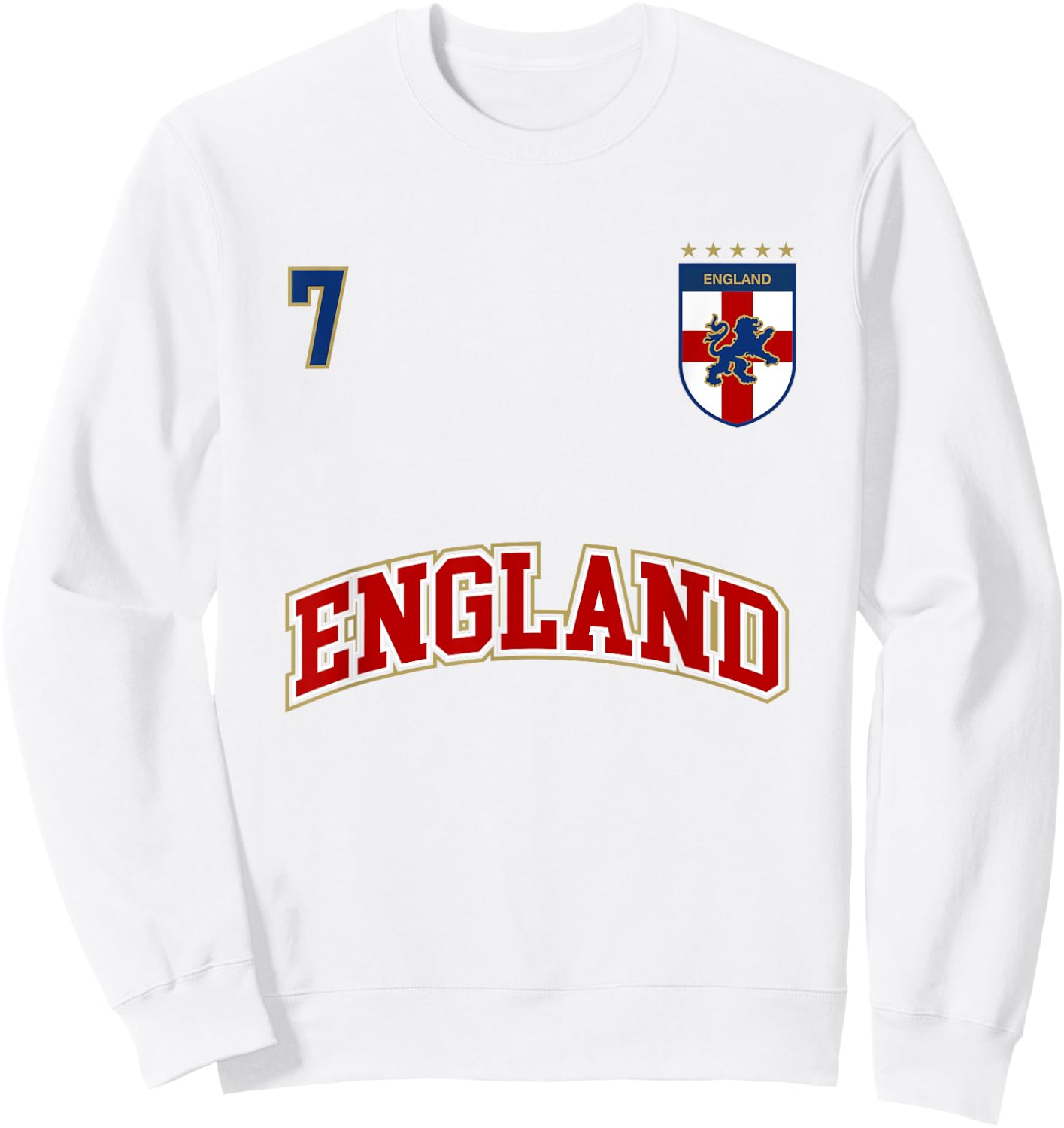 England Football Team Shirt Number 7 + BACK English Flag Sweatshirt - Sweatshirt | White