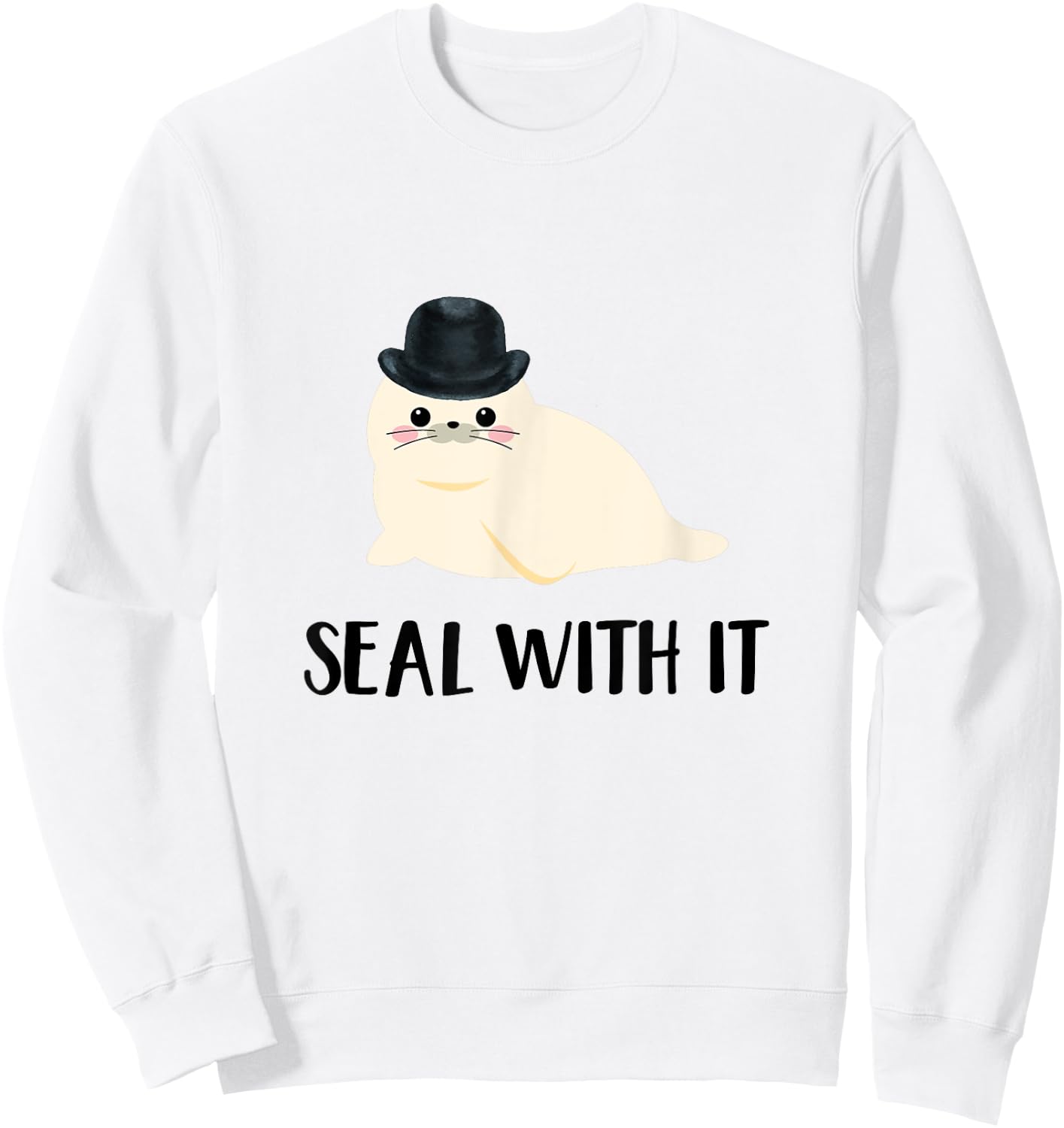 Cute White Sea Lion Seal With It Sweatshirt - Sweatshirt | White