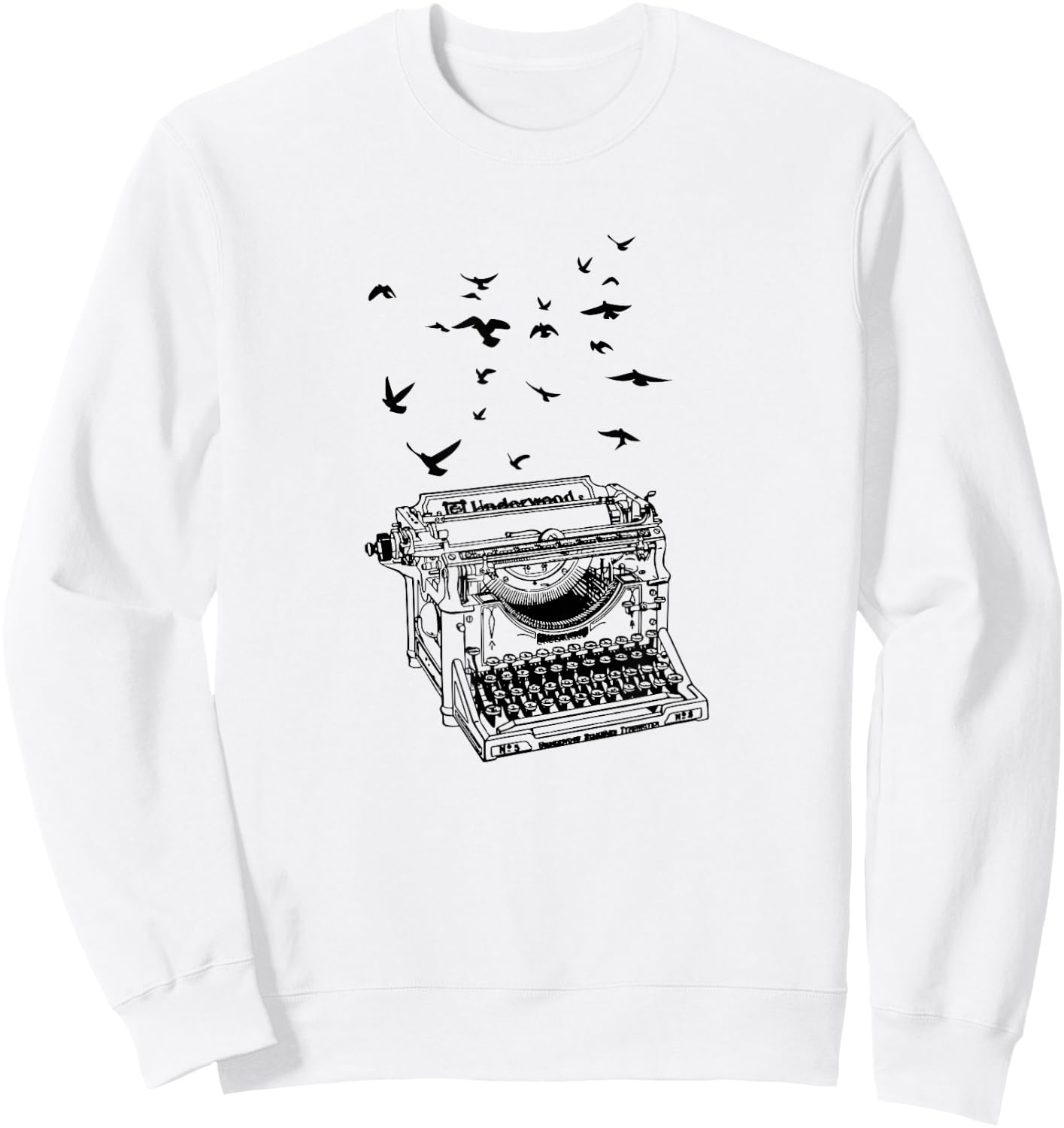 Typewriter Flock Of Birds Freedom Of Speech Humor Novelty Sweatshirt - Sweatshirt | White