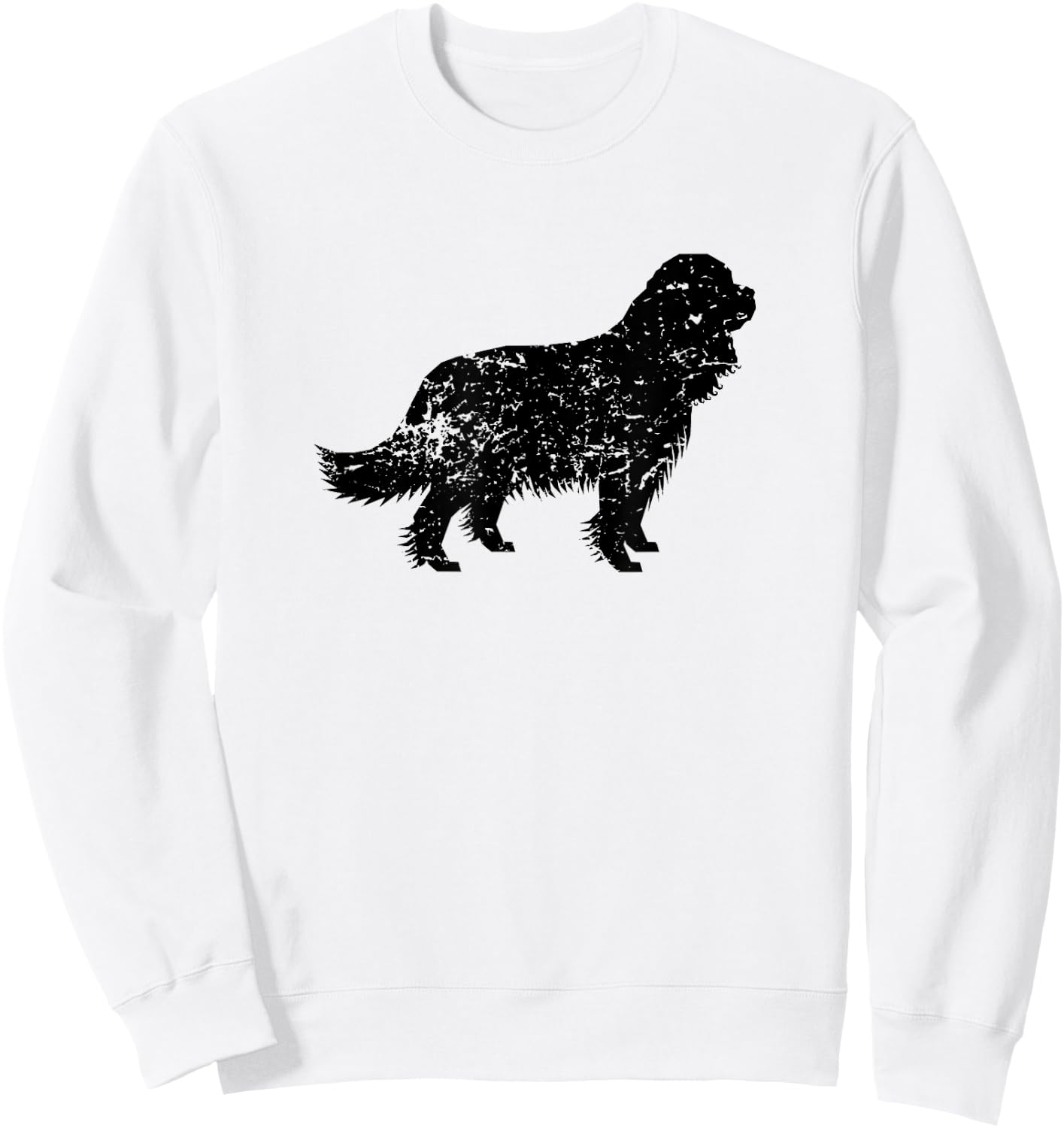 Distressed Cavalier King Charles Spaniel Silhouette Dog Men Women Girls Kids Sweatshirt - Sweatshirt | White
