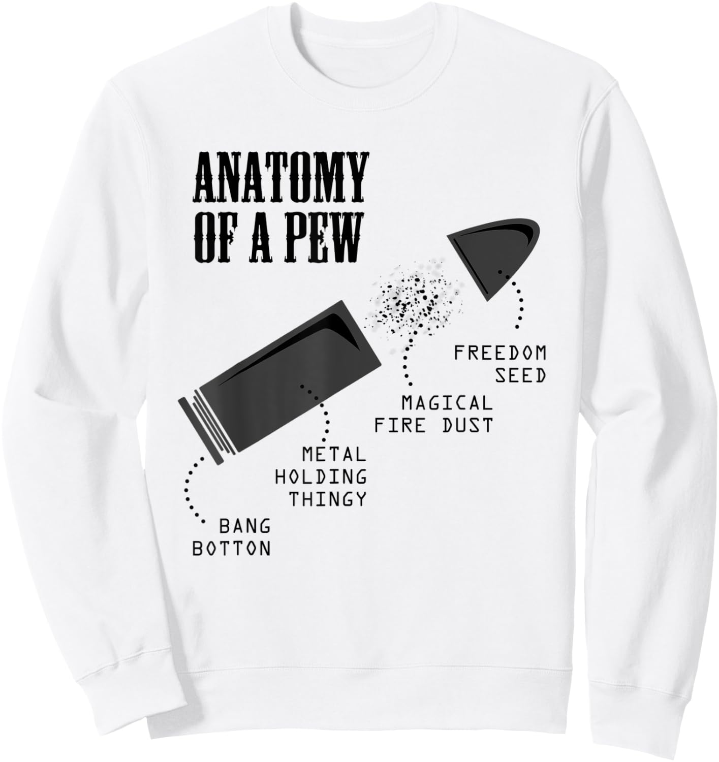 Anatomy Of A Pew | Funny Gun Weapon Bullet-Proof Men Sweatshirt - Sweatshirt | White