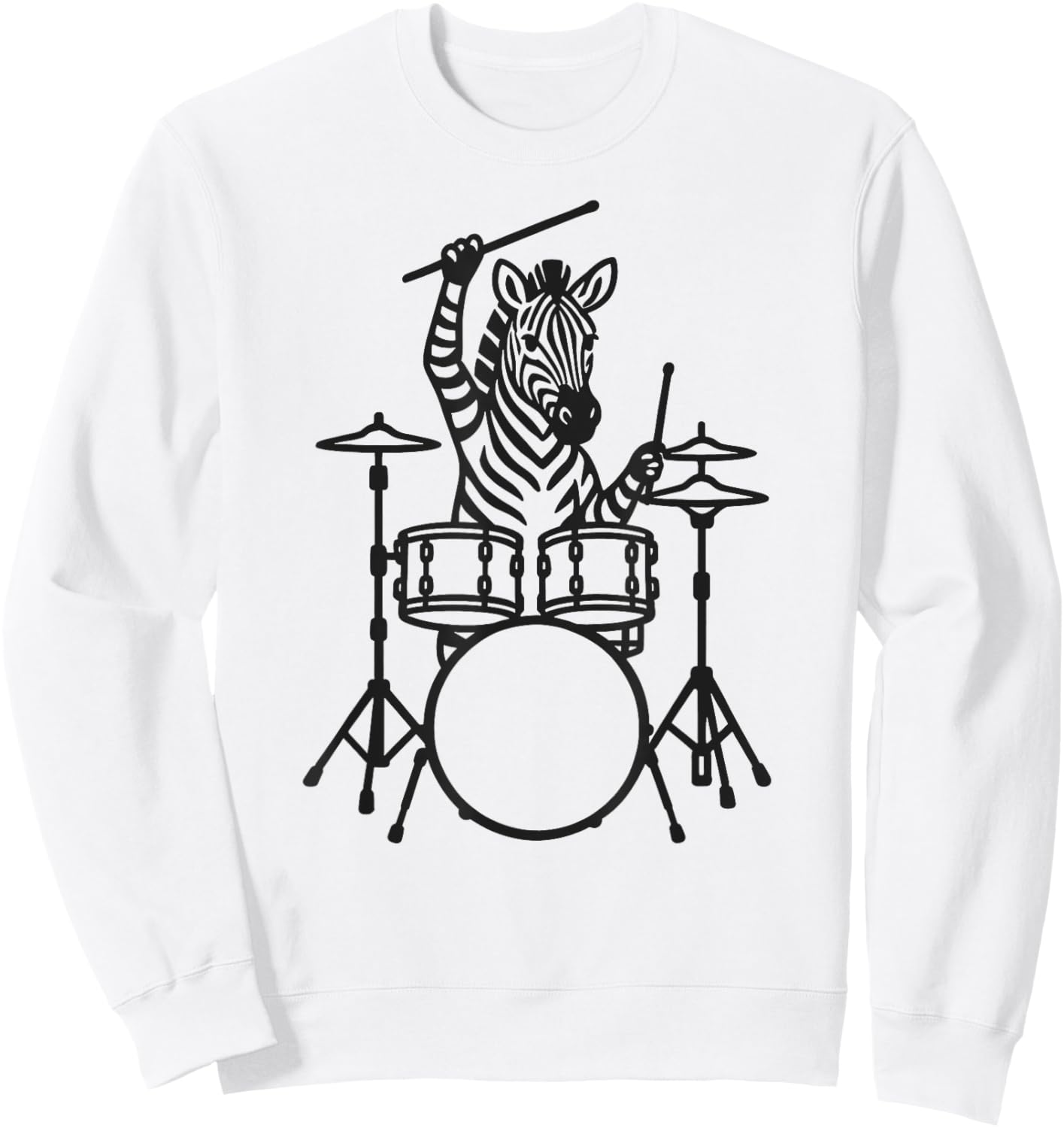 Funny Zebra Drummer Drumming Drums Music Lover Boys Girls Sweatshirt - Sweatshirt | White