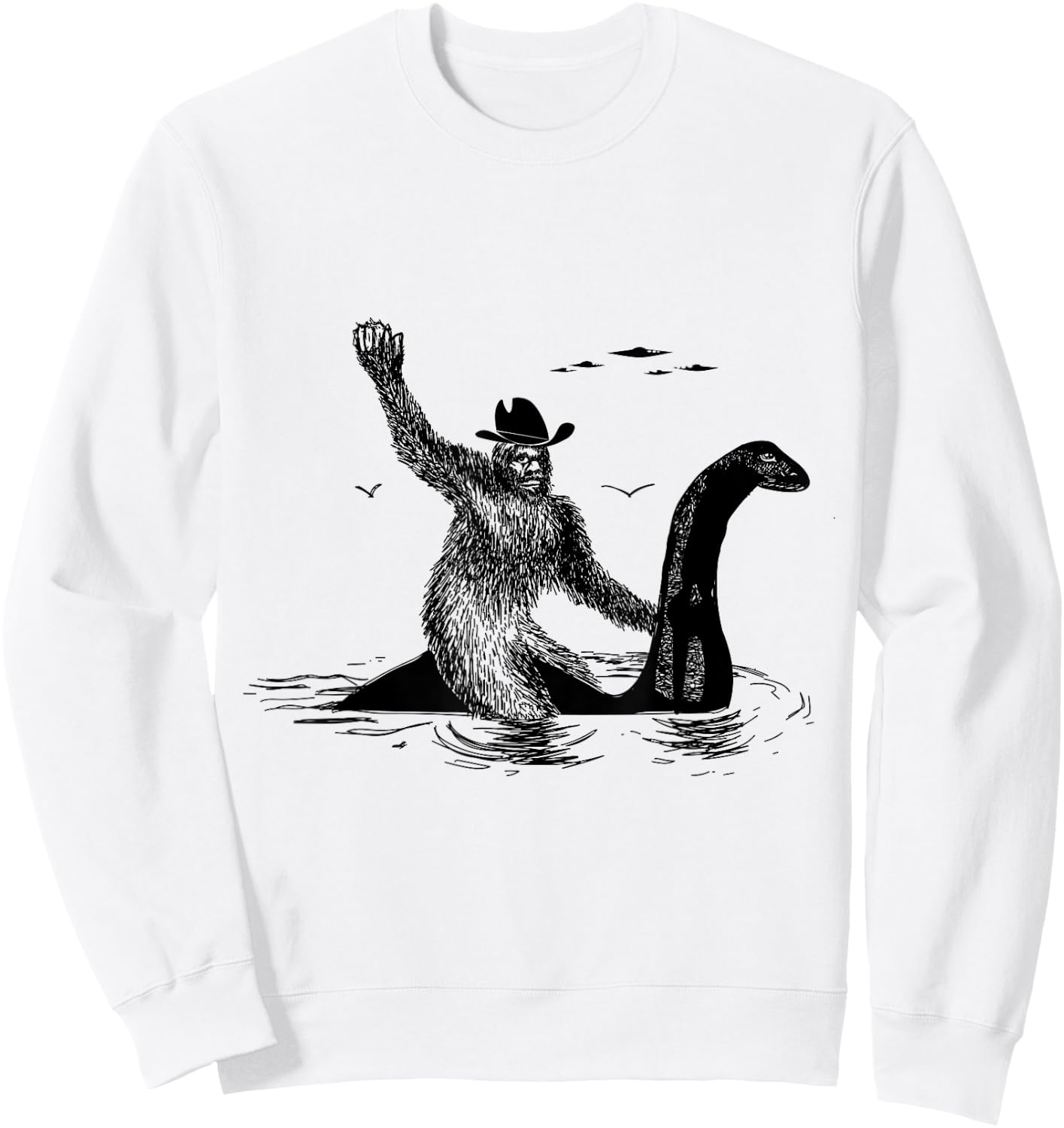 Check out my other Bigfoot Bigfoot Riding on Nessie Lochness, Cowboy, Yeti , Men, -Adults, Grey, Small, Classic Fit, Short Sleeve, Cotton, Polyester Sweatshirt - Sweatshirt | White